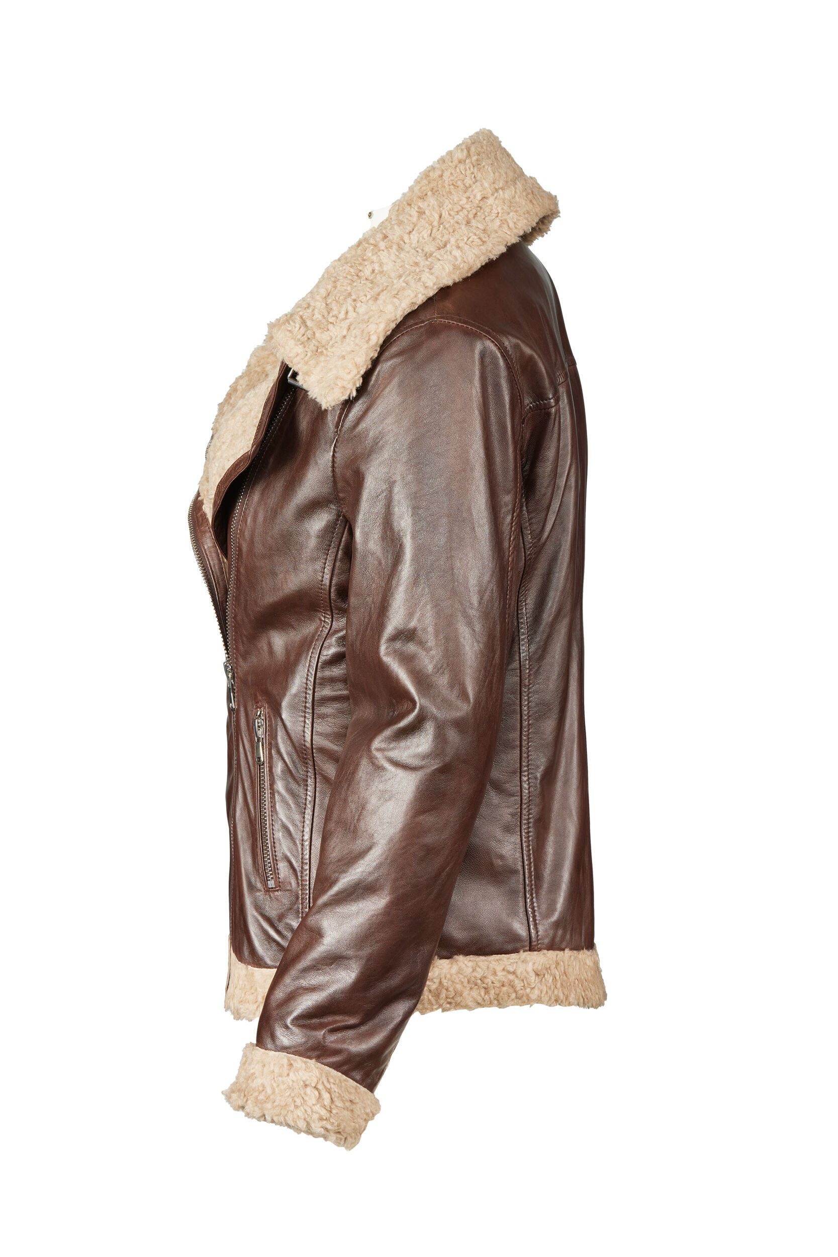 Apple of Eden Lederjacke AOE-144 (1-St) mit verstellbarem Riegel am Kragen