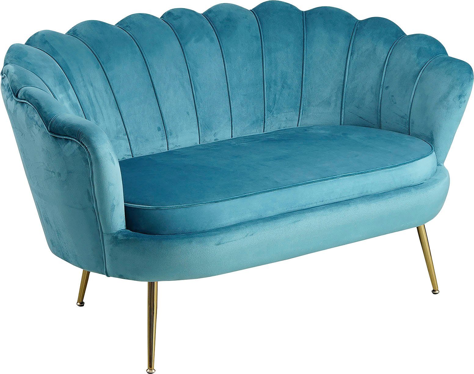 Clam, 2-Sitzer 136 cm Breite Blau SalesFever Muscheldesign, extravagantes