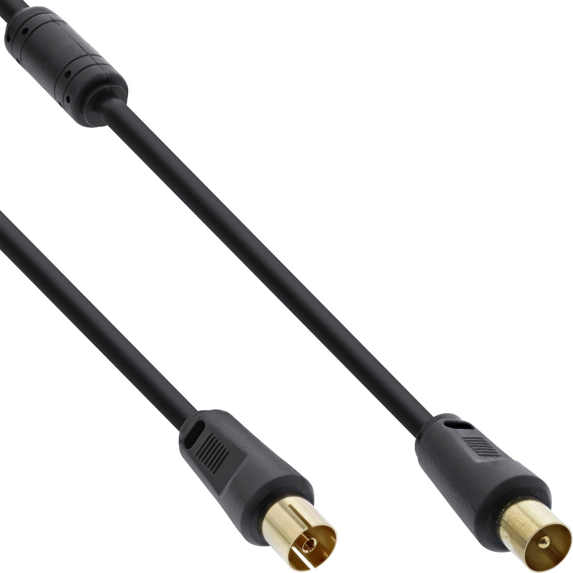 INTOS ELECTRONIC AG InLine® Antennenkabel, 2x geschirmt, mit Filter, >85dB, schwarz, 20m SAT-Kabel | SAT-Kabel