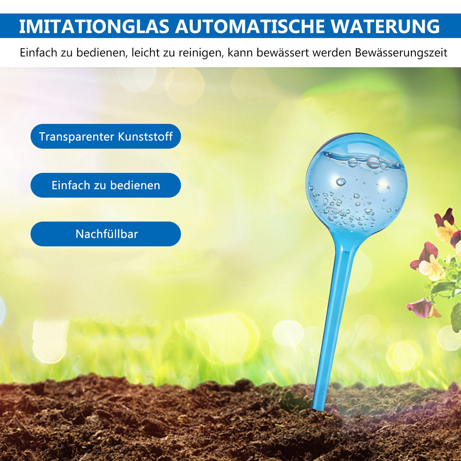BlingBin Bewässerungskugel 8 Stück automatische Bewässerungssystem Wasserkugel-Bewässerungsgerät, Topfpflanzen Selbstbewässerung PVC Bewässerung-Kugeln Wassersp – Bild 4 von 5