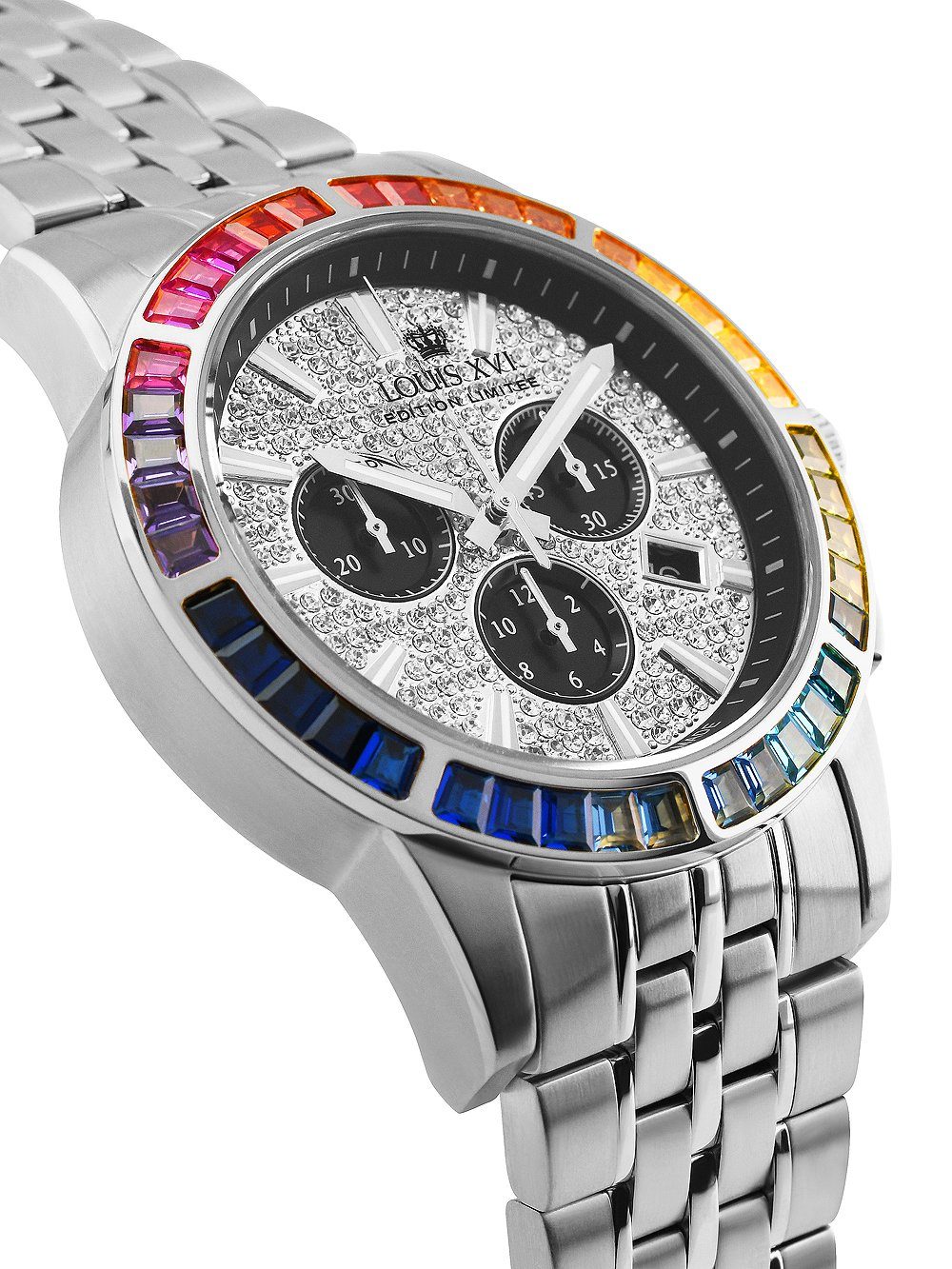 LOUIS XVI Quarzuhr Louis XVI LXVI1121 Majeste Iced Out Chronograph Herrenuhr 43mm 5ATM Louis XVI LXVI1121 Majeste Iced Out Chronograph Herrenuhr 43mm 5ATM