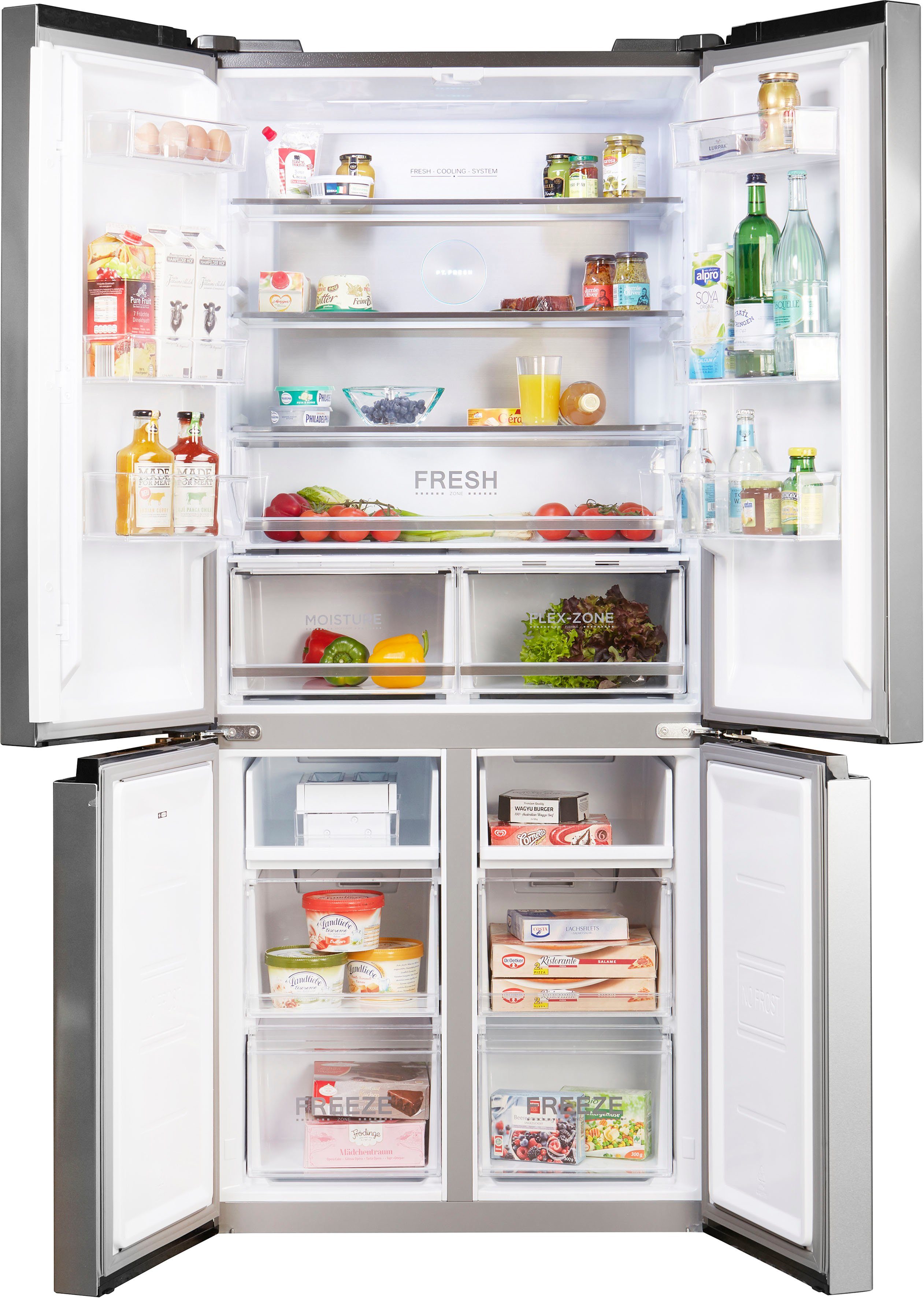 NoFrost, breit, 83,3 189,8 hoch, Hanseatic cm edelstahlfarben QuickCool, Multi Display HCD18983EI, FreshZone, Door Türalarm, cm