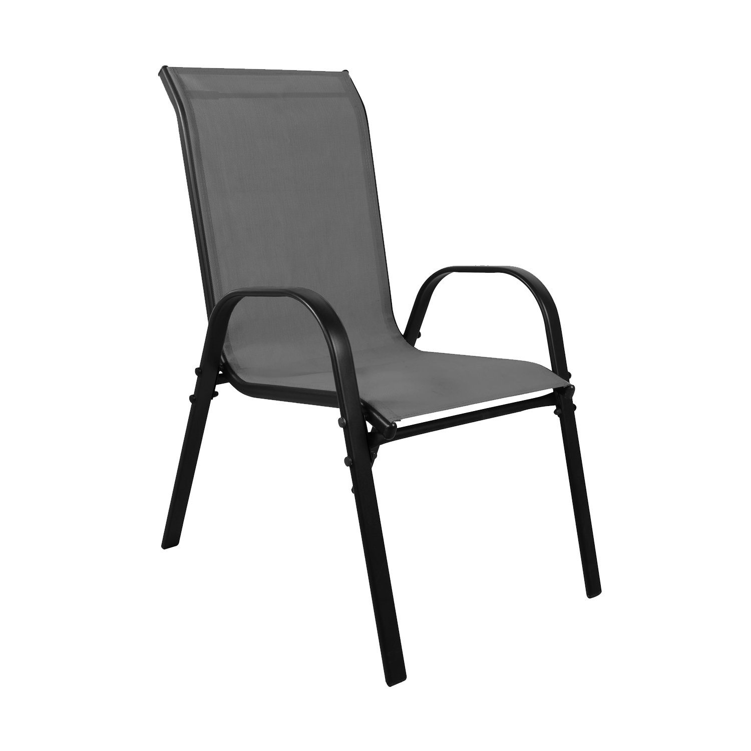 Mojawo Armlehnstuhl Outdoorstuhl Gartenstuhl Stapelstuhl robust Metall Textilen Anthrazit