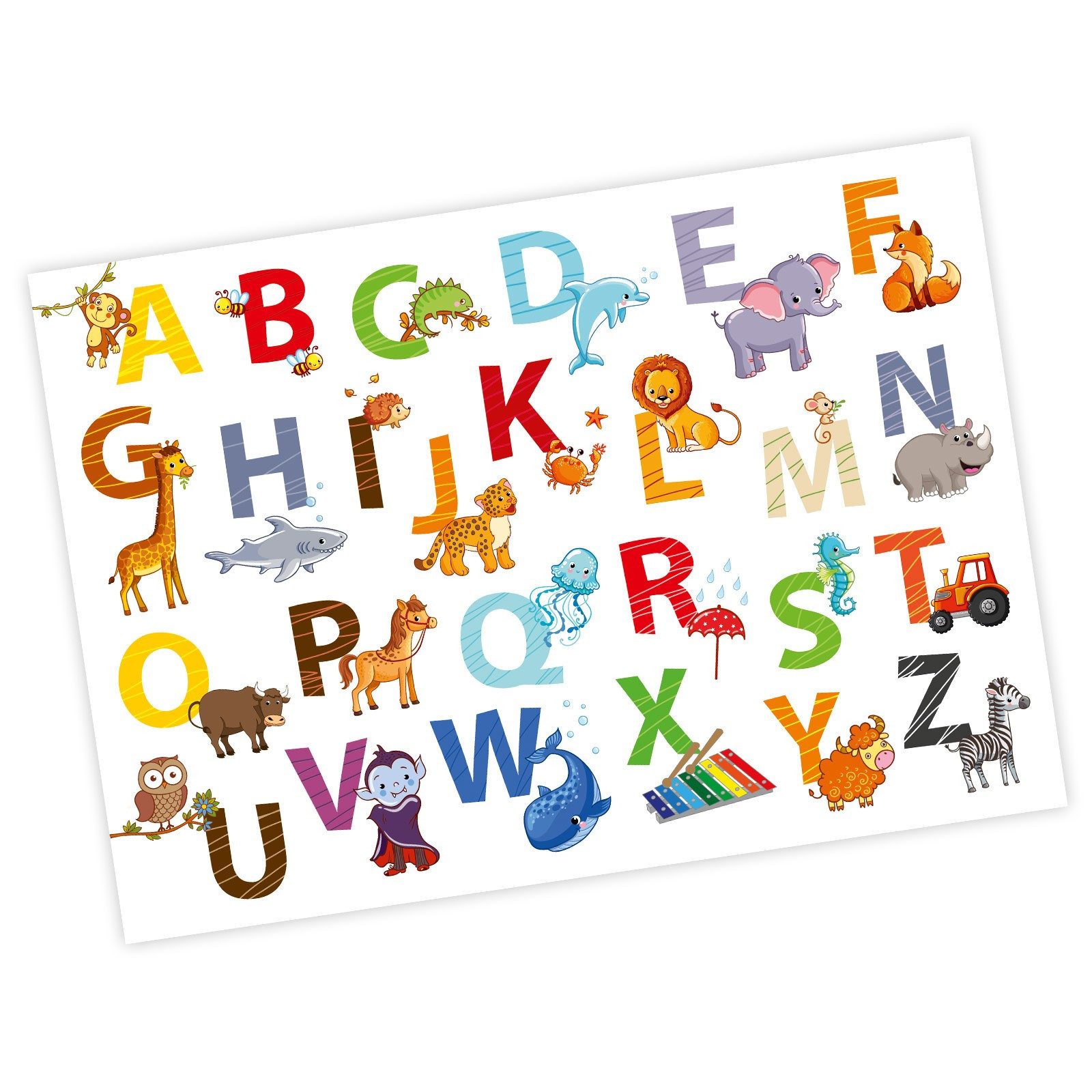 nikima Poster Kinder Tier ABC Poster - Größe: DIN A3 - 420 x 297 mm, ABC, K günstig online kaufen