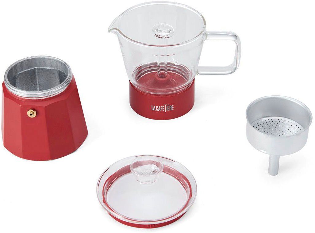 La Cafetière Espressokocher La Cafetière Glass Espresso Maker, 290l Kaffeekanne, Aus hochwertigem, rostfreiem Edelstahl mit induktionsgeeignetem Boden
