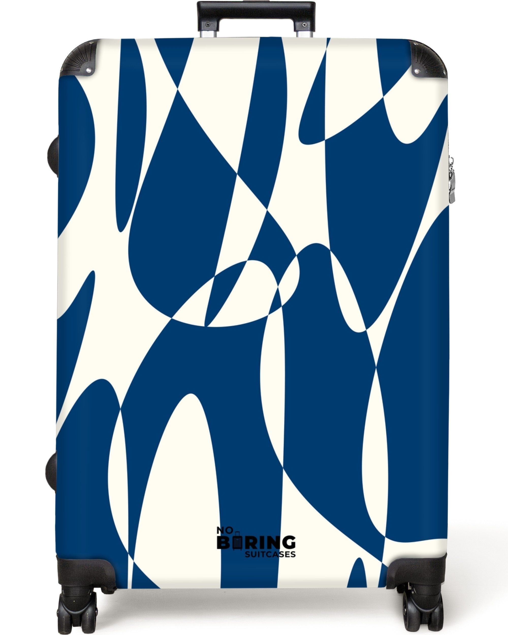 NoBoringSuitcases.com© Hartschalen-Trolley Blau mit weißen abstrakten günstig online kaufen