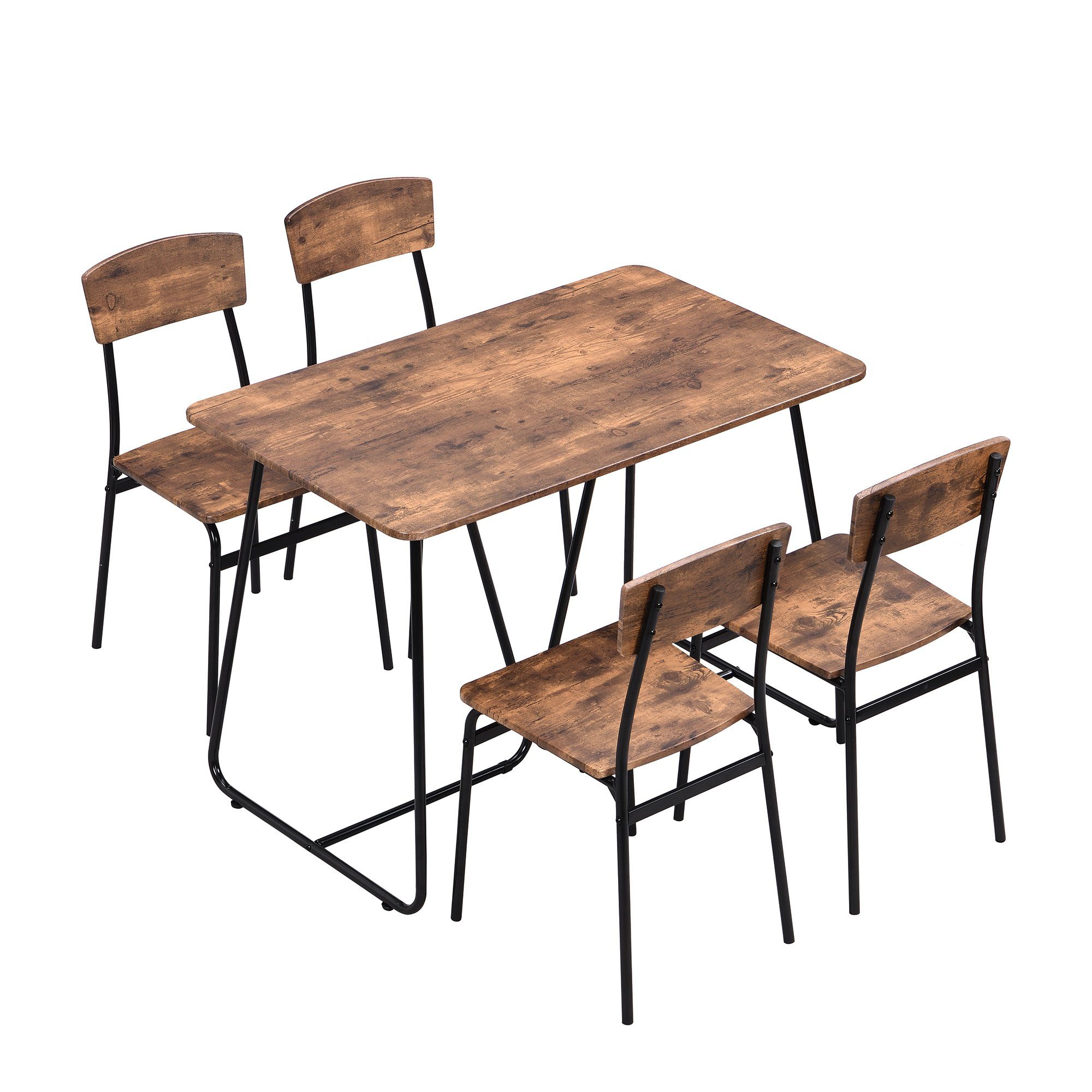 Esstischgarnitur-Set,105 Stuhl Stühlen,Moderne BOTC Tischplatte, Essgruppe 4 Set Esstisch mit Rechteckige 5-teilig und Esstisch cm