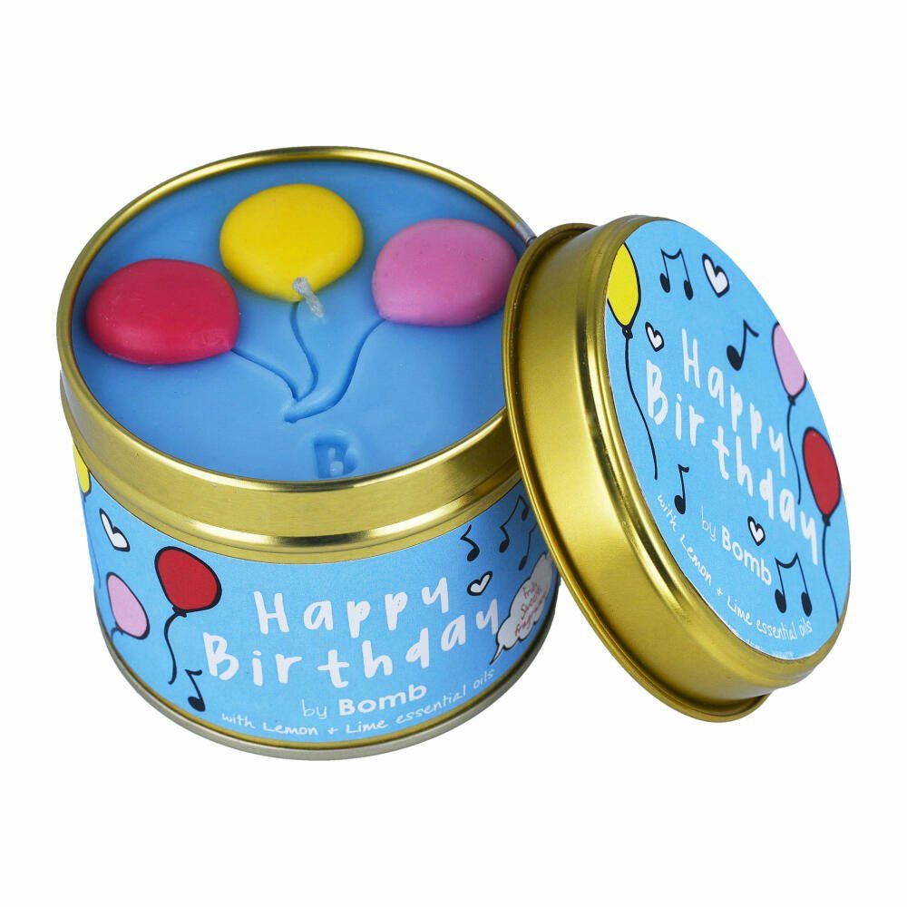 Bomb Cosmetics Duftkerze Scent Stories Happy Birthday, in Metalldose
