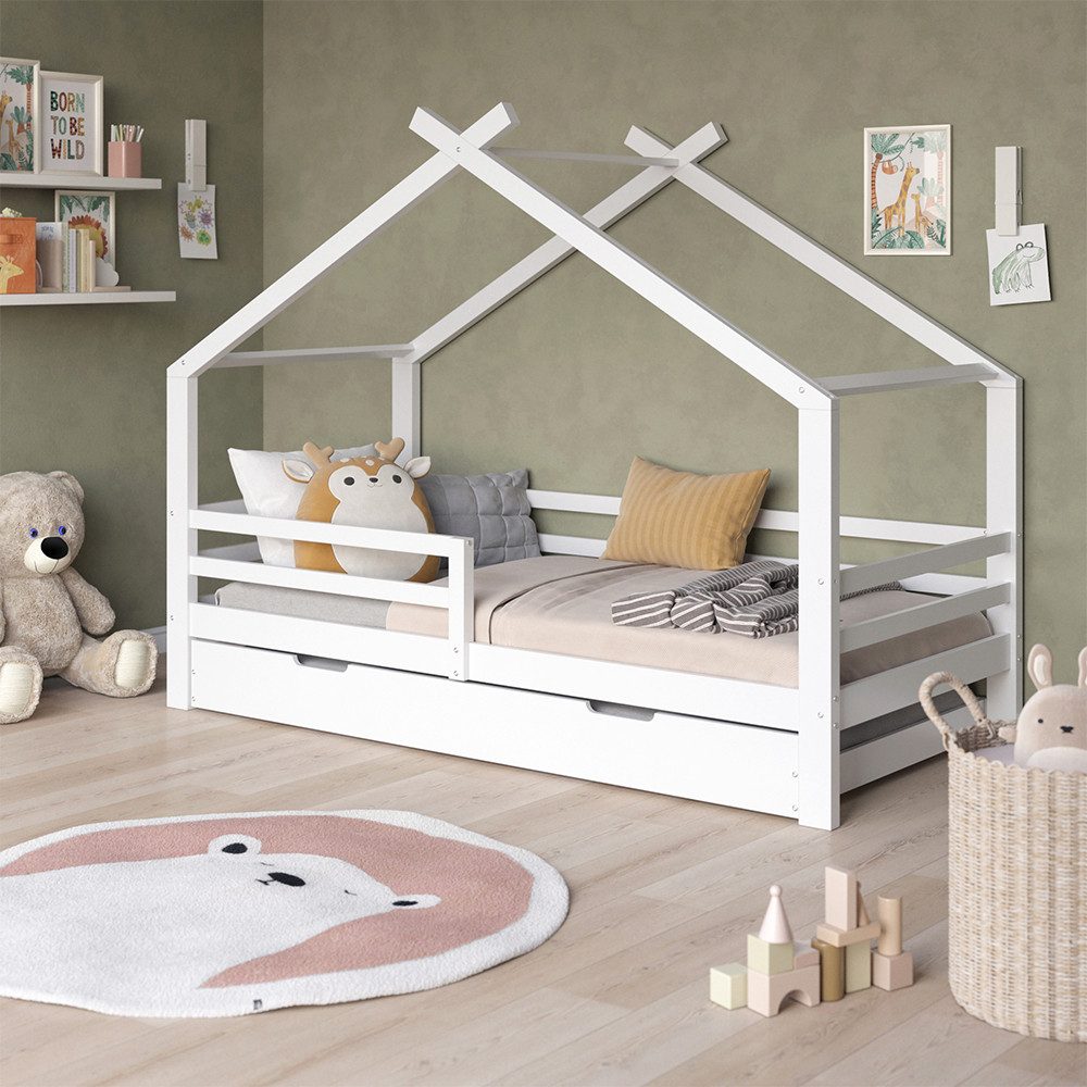 VitaliSpa® Hausbett Luni, Weiß, 200 x 90 cm mit Gästebett (2-tlg)