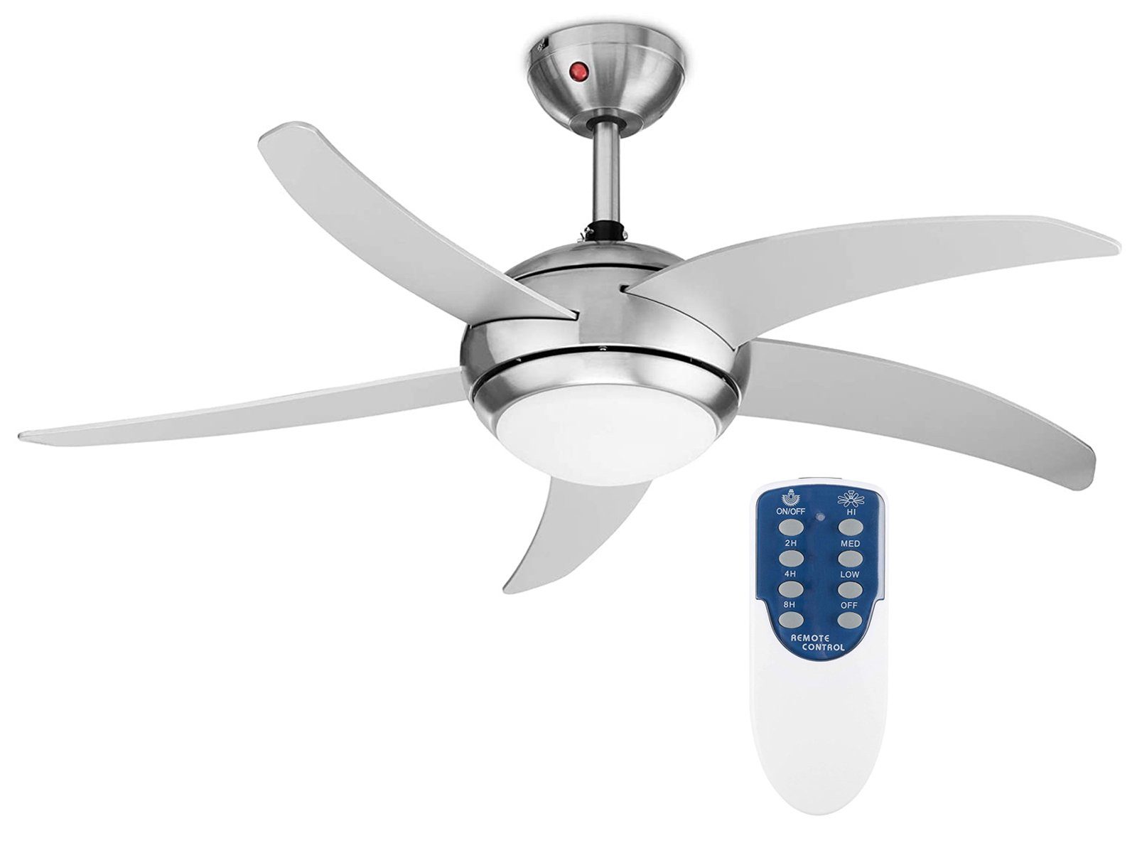 Tristar LED Deckenleuchte, Timerfunktion, LED wechselbar, Warmweiß, große-r Decken-ventilator mit Licht und Fernbedienung leise, Ø 112cm