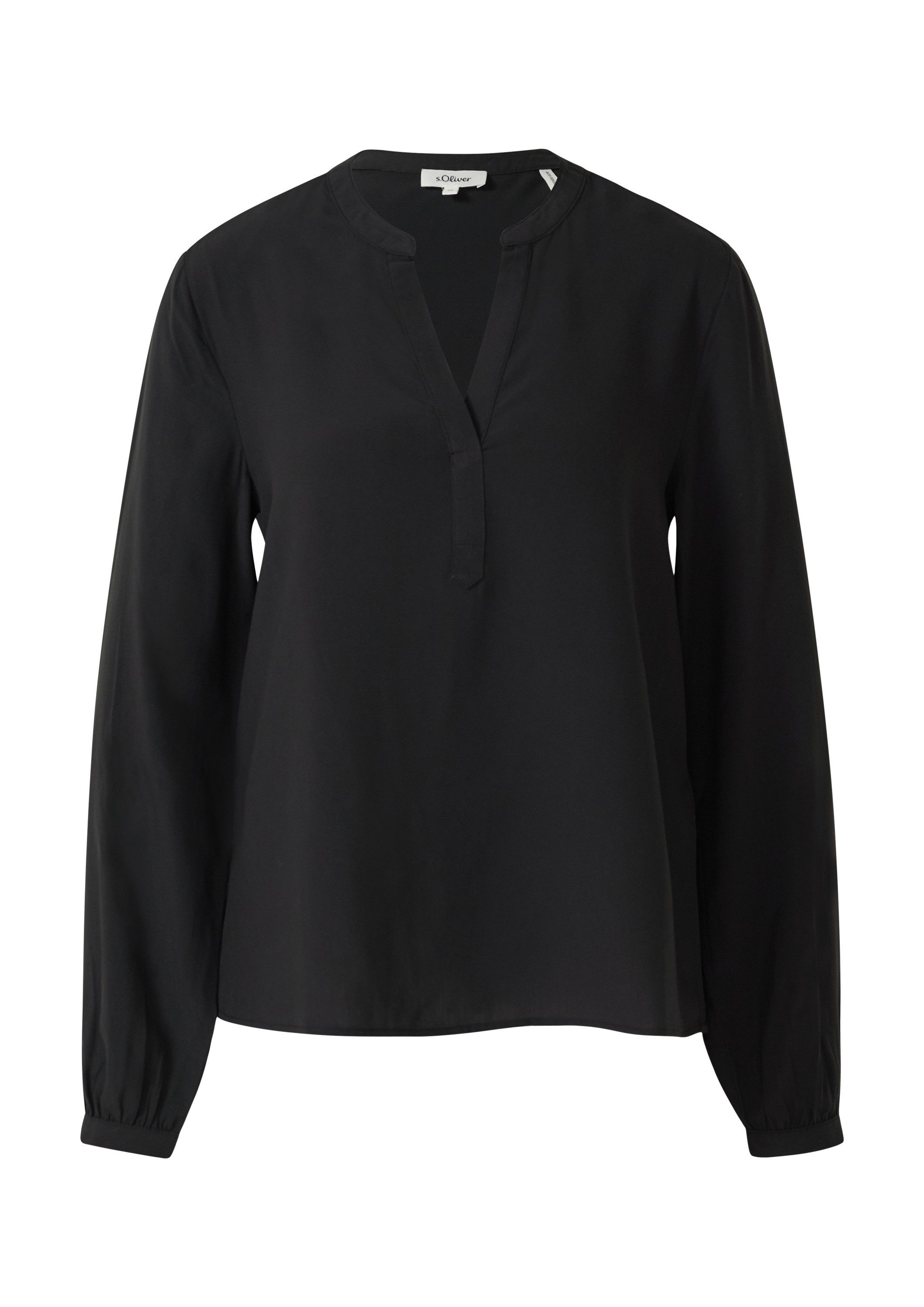 s.Oliver Langarmbluse Bluse Fließende Viskosebluse mit Rundhals mit V-Aussc günstig online kaufen