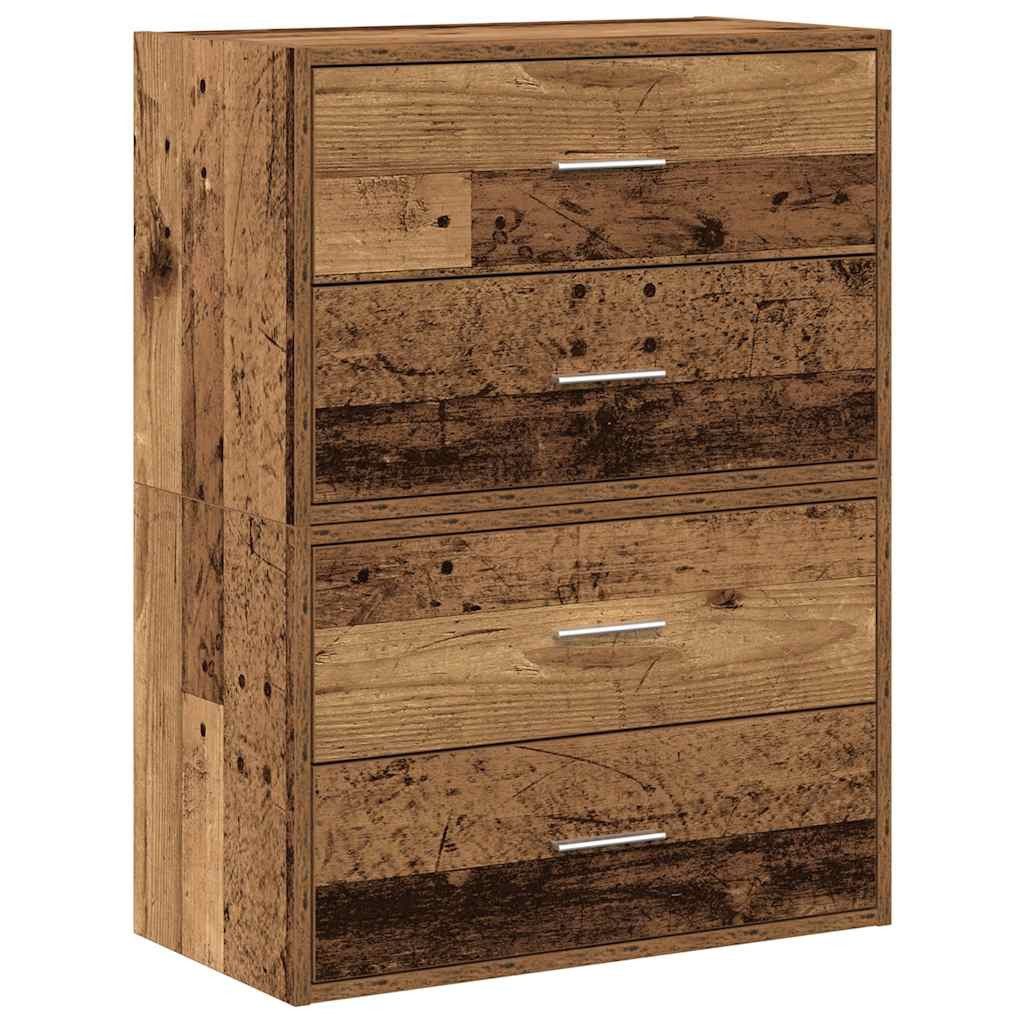 vidaXL Kommode NA Kommode Schränke mit 2 Schubladen 2Stk Altholz-Optik 60x31x40cm