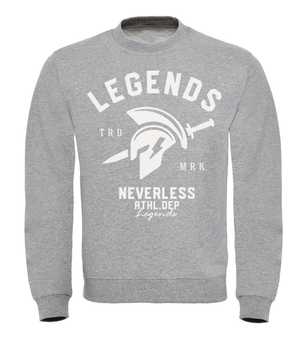 Neverless Sweatshirt Cooles Herren T-Shirt Neverless® Gym Fitness Sparta grau Gladiator Legends Athletics Sport
