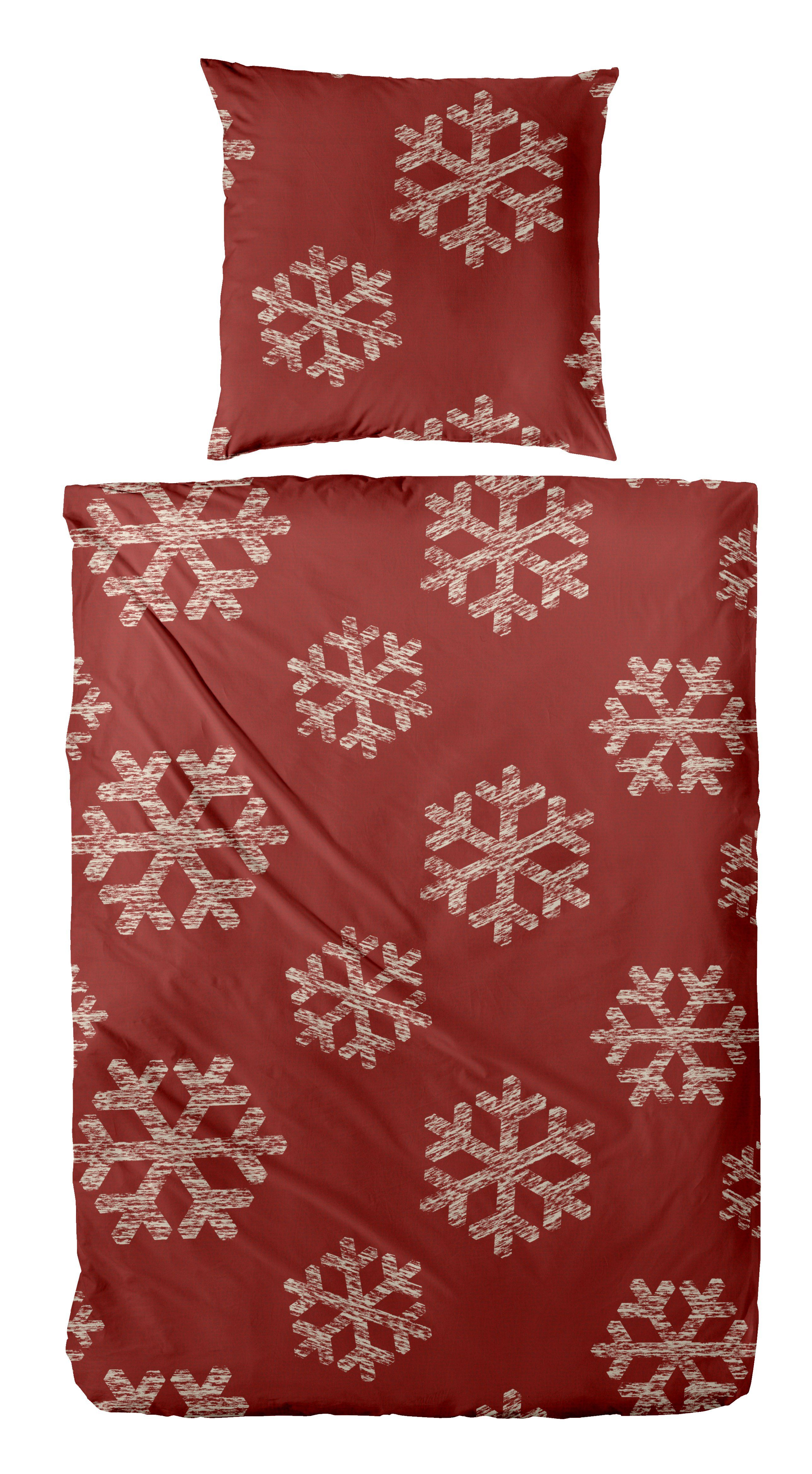Primera Bettwäsche Feinbiber-Bettwäsche Snowflake, Feinbiber, 2 teilig, mit winterlichen Schneeflocken