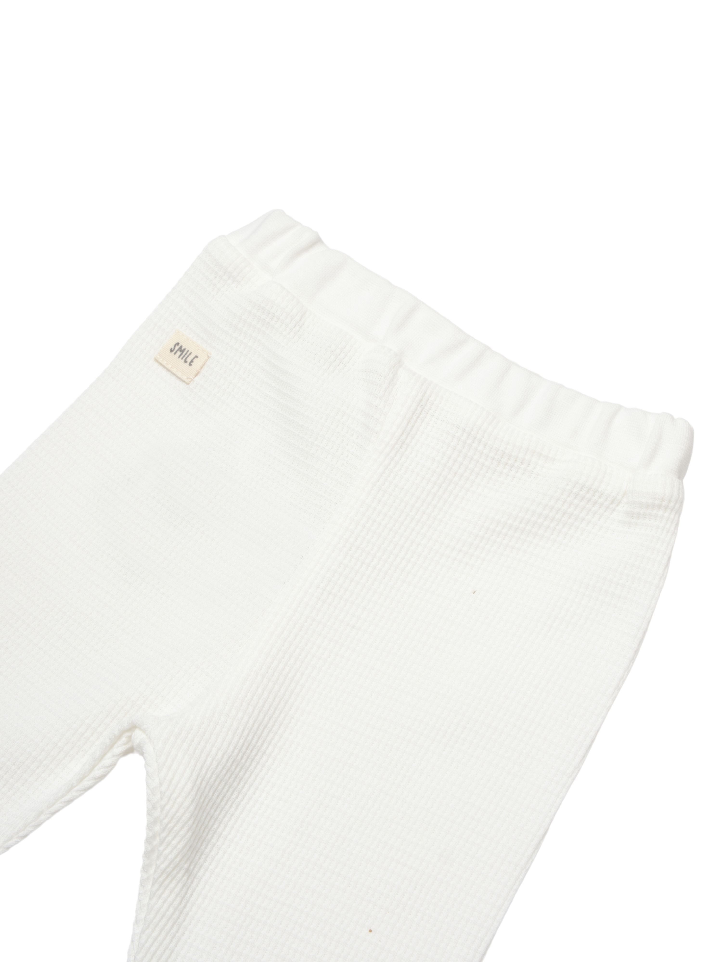 biorganic Funktionshose Baby Waffle Smile für Jungen und Mädchen Unisex Hose mit Fuß (1-tlg) Waffelmuster, Bio-Baumwolle, Größe 56- 74