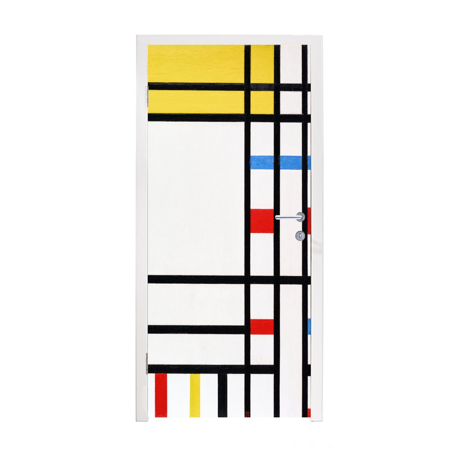 Fototapete Türtapete St), Piet Tür, (1 - 75x205 für cm Türaufkleber, Place Concorde Mondrian, De La Matt, bedruckt, MuchoWow