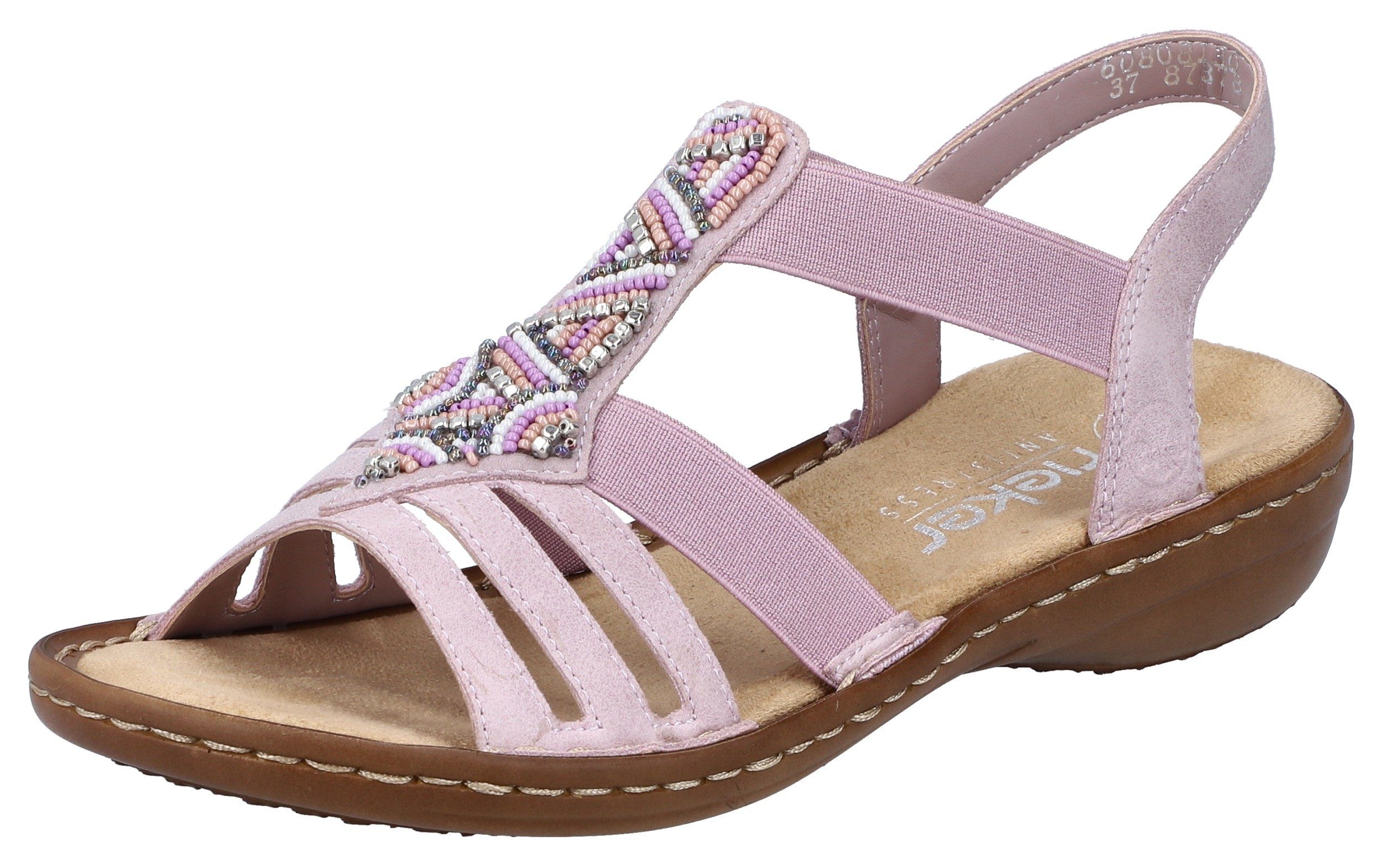 Rieker Sandale, Sommerschuh, Sandalette, Keilabsatz, mit Gummizügen