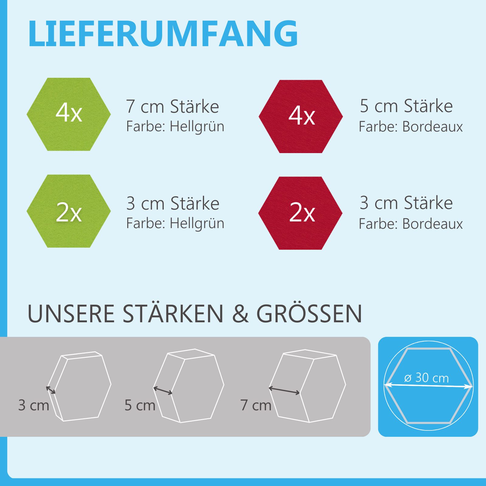 platino24 Akustikplatte 12 Absorber Wabenform aus Basotect ® G+