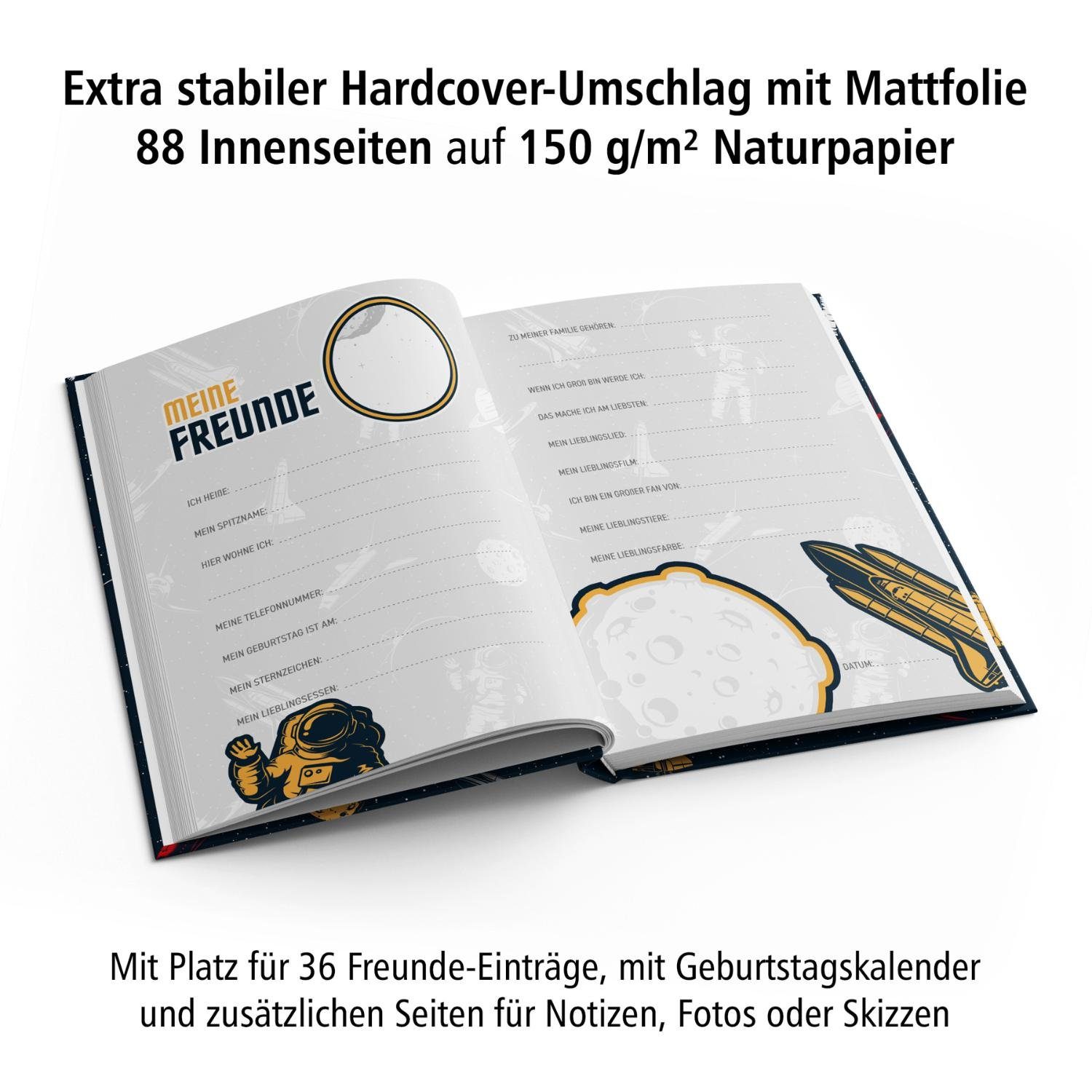 itenga 150g itenga Notizbuch 88 Freundebuch A5, Weltraum Seiten DIN Naturpapier