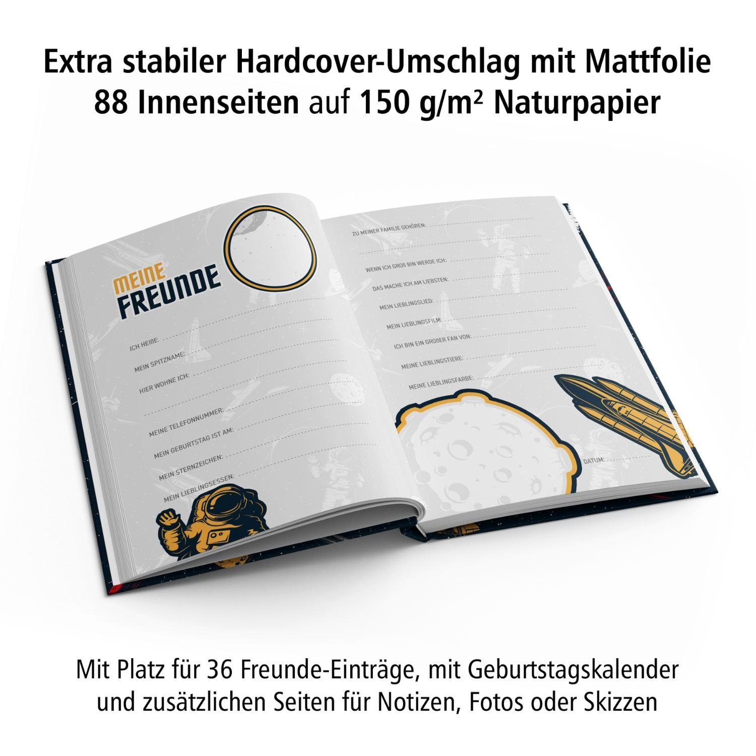 Thumbnail - itenga Notizbuch itenga Freundebuch Weltraum DIN A5, 88 Seiten 150g Naturpapier