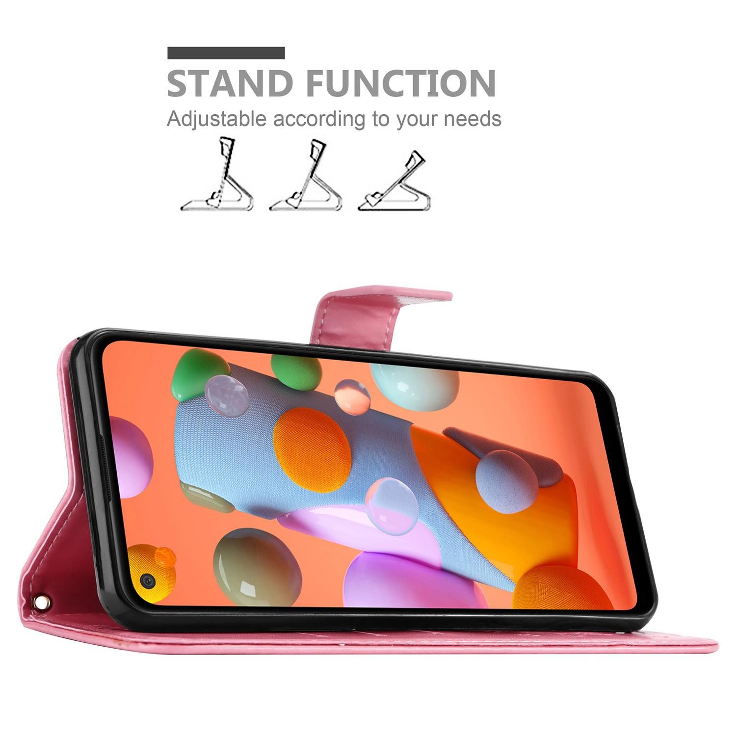 Cadorabo Handyhülle für Samsung Galaxy A11 / M11 Hülle Samsung Galaxy A11 / M11, Hülle Schutzhülle Blumen Flower mit Standfunktion Kartenfach Magnet