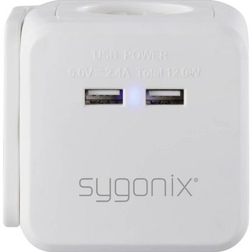 Sygonix 4-fach- mit zwei USB-A Anschlüssen in Würfelform Steckdosenleiste, mit Hängelasche, mit USB