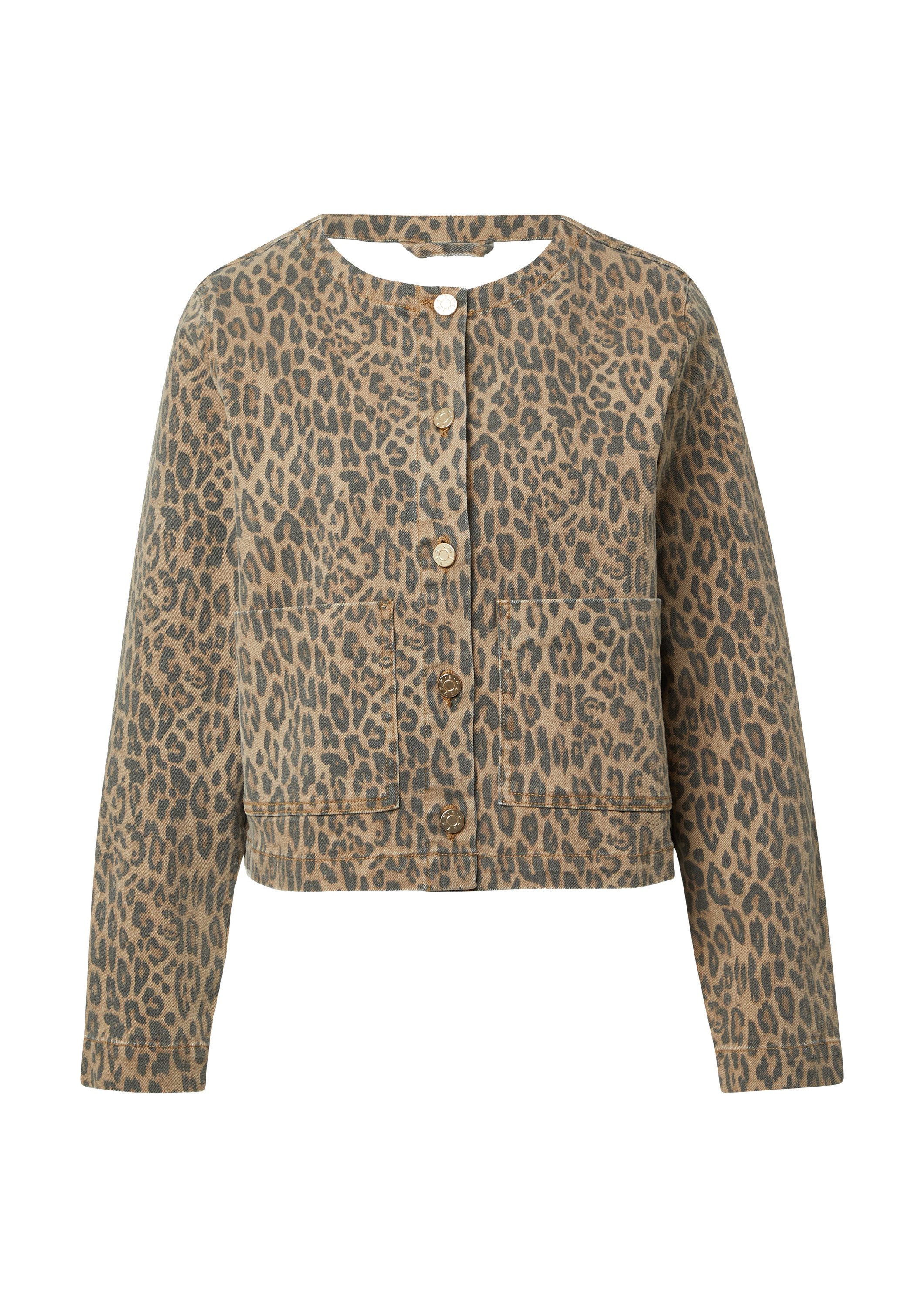 s.Oliver Funktionsjacke Indoor-Jacke Verkürzte Denimjacke mit Leoprint günstig online kaufen