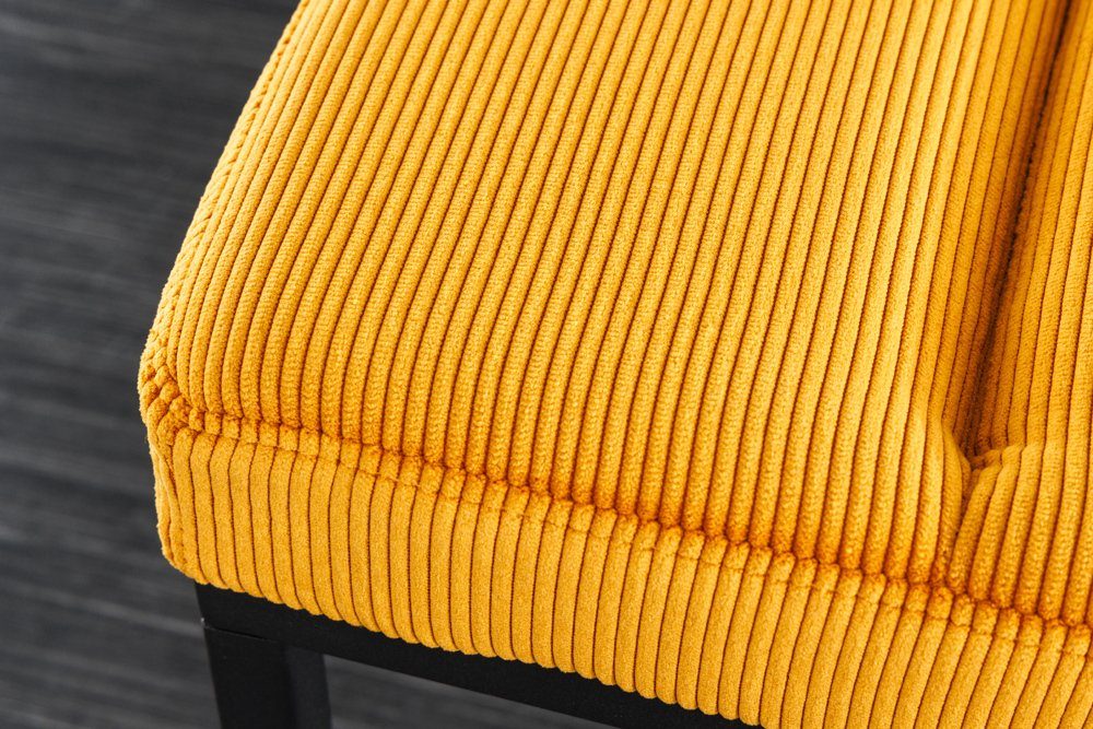 senf-gelb Cord 80cm PLANO Sitzbank Elegante LebensWohnArt Sitzbank
