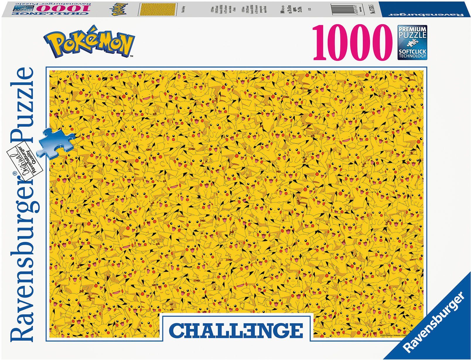 Germany 1000 Ravensburger Puzzleteile, in Made Pikachu, Puzzle Challenge,