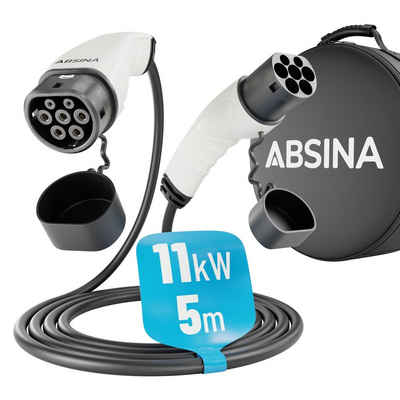 ABSINA »Typ 2 Ladekabel Elektroauto - 11kW 16A 5 Meter Typ 2 Kabel zum Laden für Hybrid & E Auto an Ladesäule IEC62196-2 - Typ2 Elektrofahrzeug Ladekabel 3 phasig mit IP55« Elektroauto-Ladegerät (1-tlg)