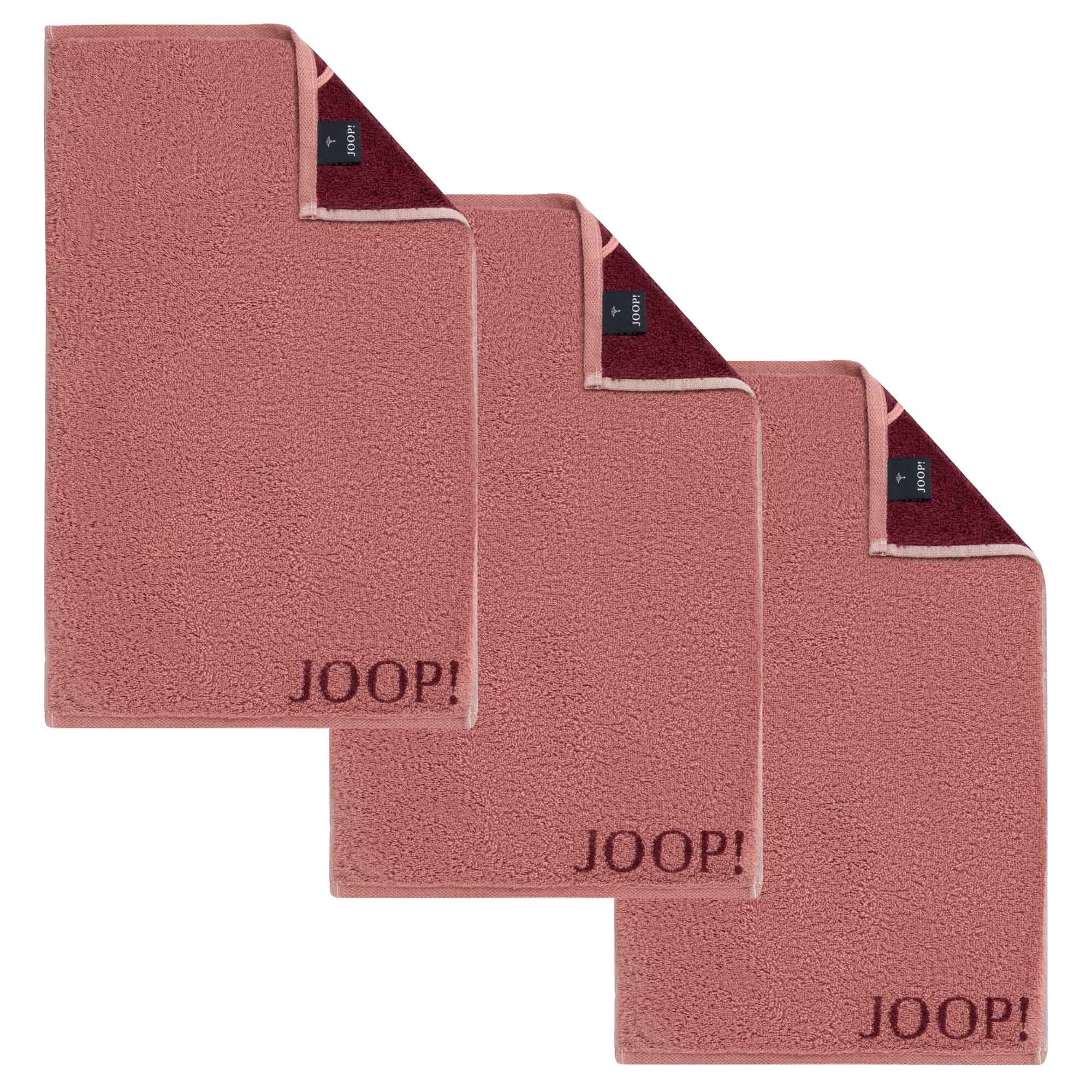 Joop! Gästehandtücher Gästetuch Classic Frottierkollektion, 3er Pack -, Frottier (3-St) Rot (Rouge)