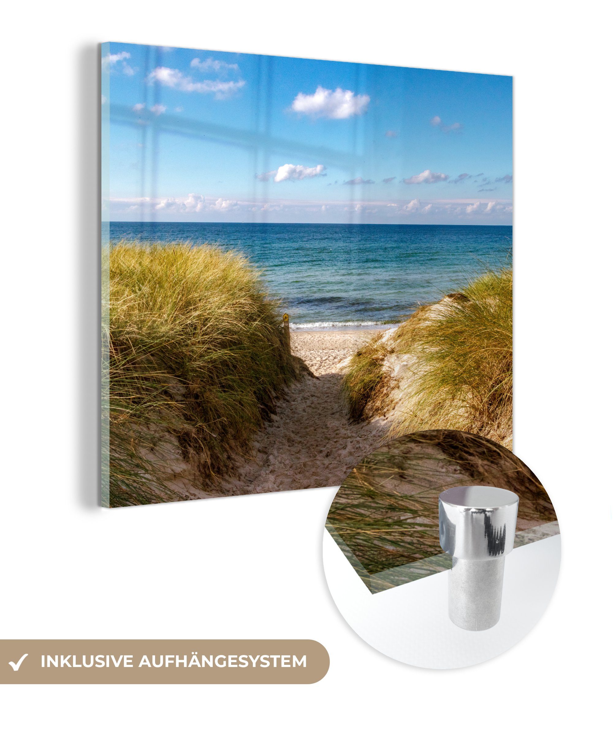 - Acrylglasbild Glas - auf Wandbild Glasbilder Glas Strand - auf Wolken - Foto MuchoWow Wanddekoration Deutschland, St), - Bilder (1