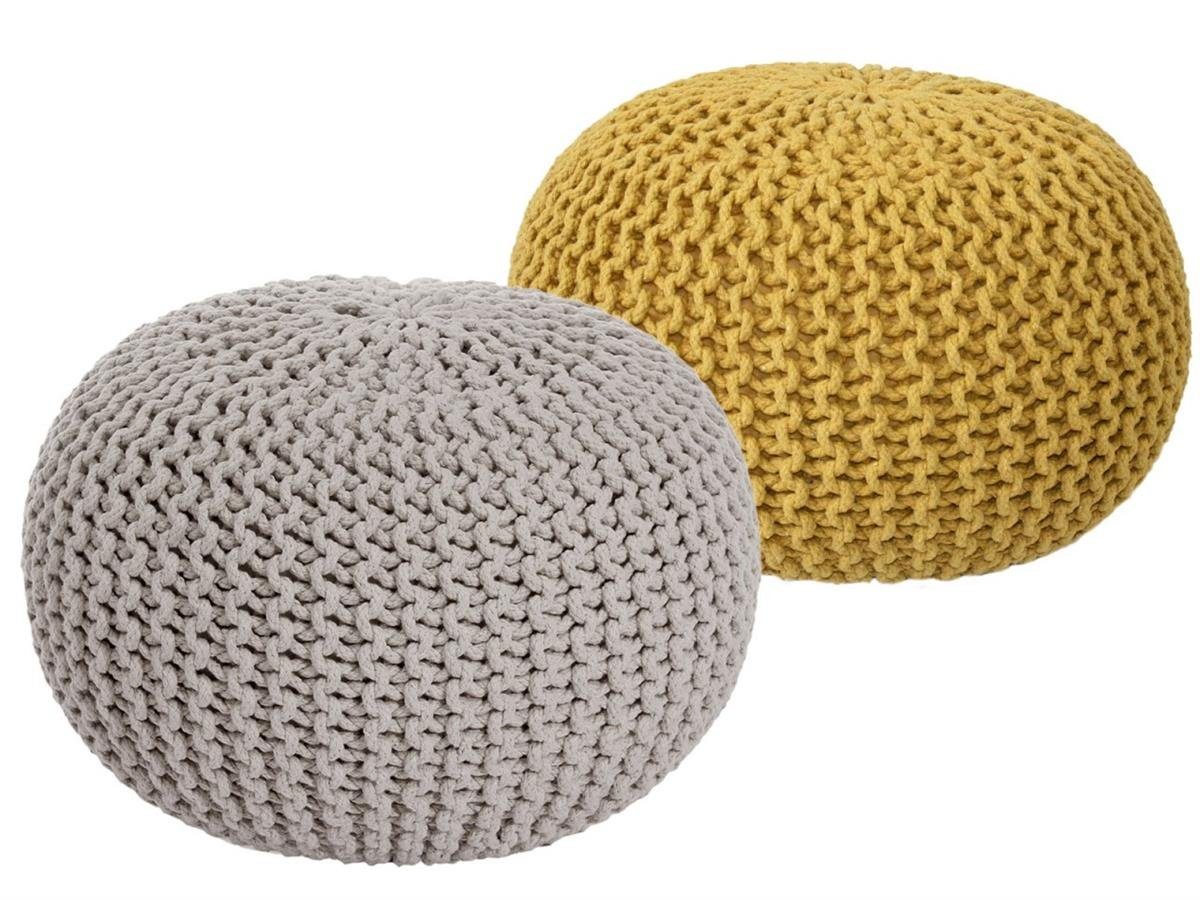 soma Sessel Soma Sitzhocker Pouf Hocker SET 2 Stück Grobstrick-Optik Ø 55 cm, H, Stuhl Sessel Sitzplatz Sitzmöbel