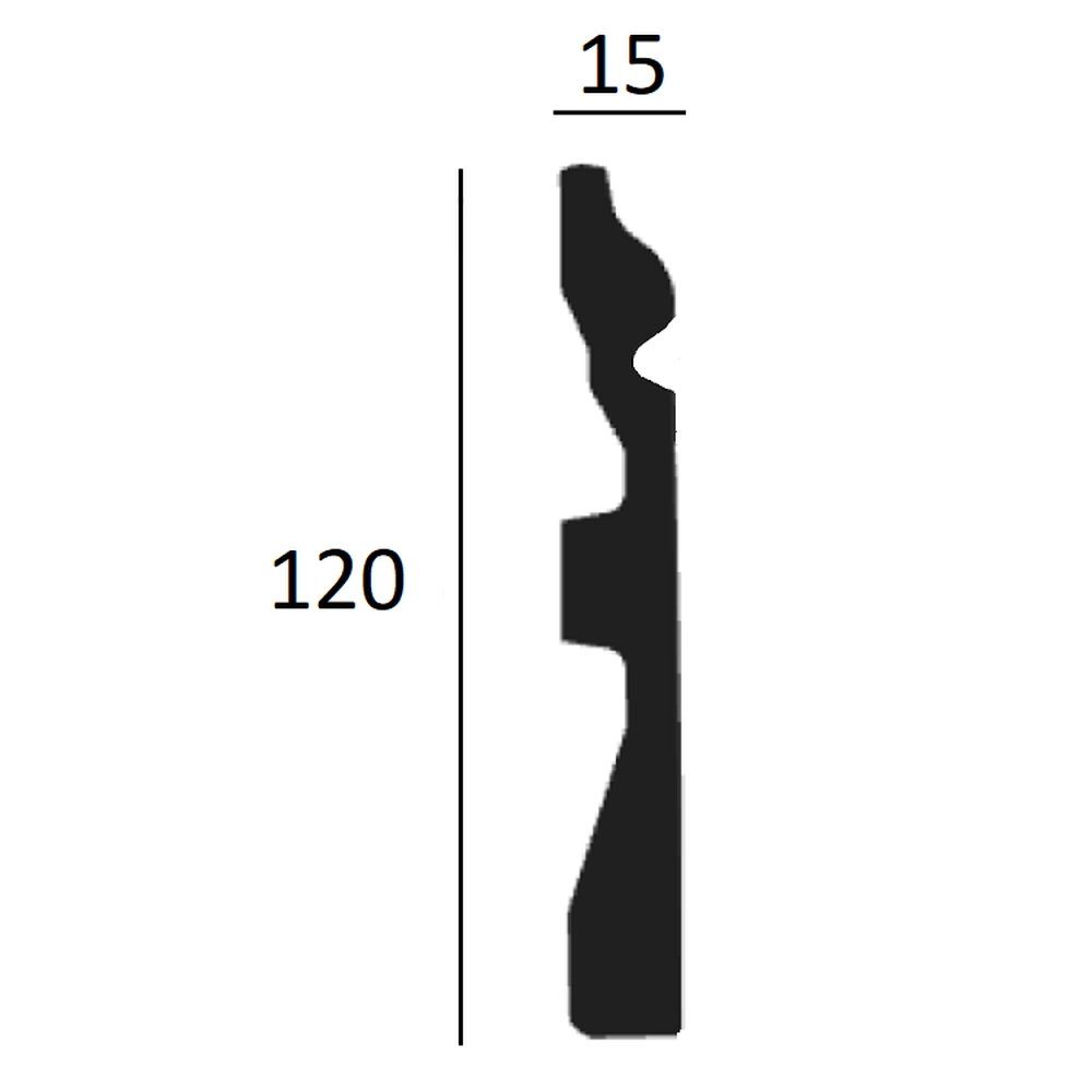 PROVISTON Sockelleiste Polyurethan, 120 x 15 x 2000 mm, Weiß, Kunststoff Fußleiste, L: 200 cm, 1-St.