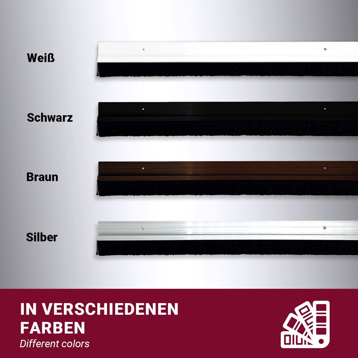 HOOZ Türbodendichtung Türdichtung Aluminium 100 cm (kürzbar) weiß, L: 100 cm, (1-St), Aluminium