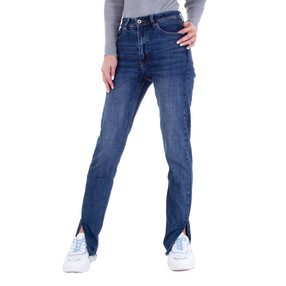 Top-Website Ital-Design Straight-Jeans Blau in Leg Jeansstoff Freizeit Jeans Damen Straight Stretch