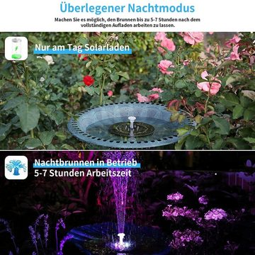 yozhiqu Gartenbrunnen LED Solarpanel betriebener Brunnenwasserpumpen-Gartenpoolteichaquarium, Ideal für Garten, Pool, Teich und Aquarium, LED-Beleuchtungseffekt.