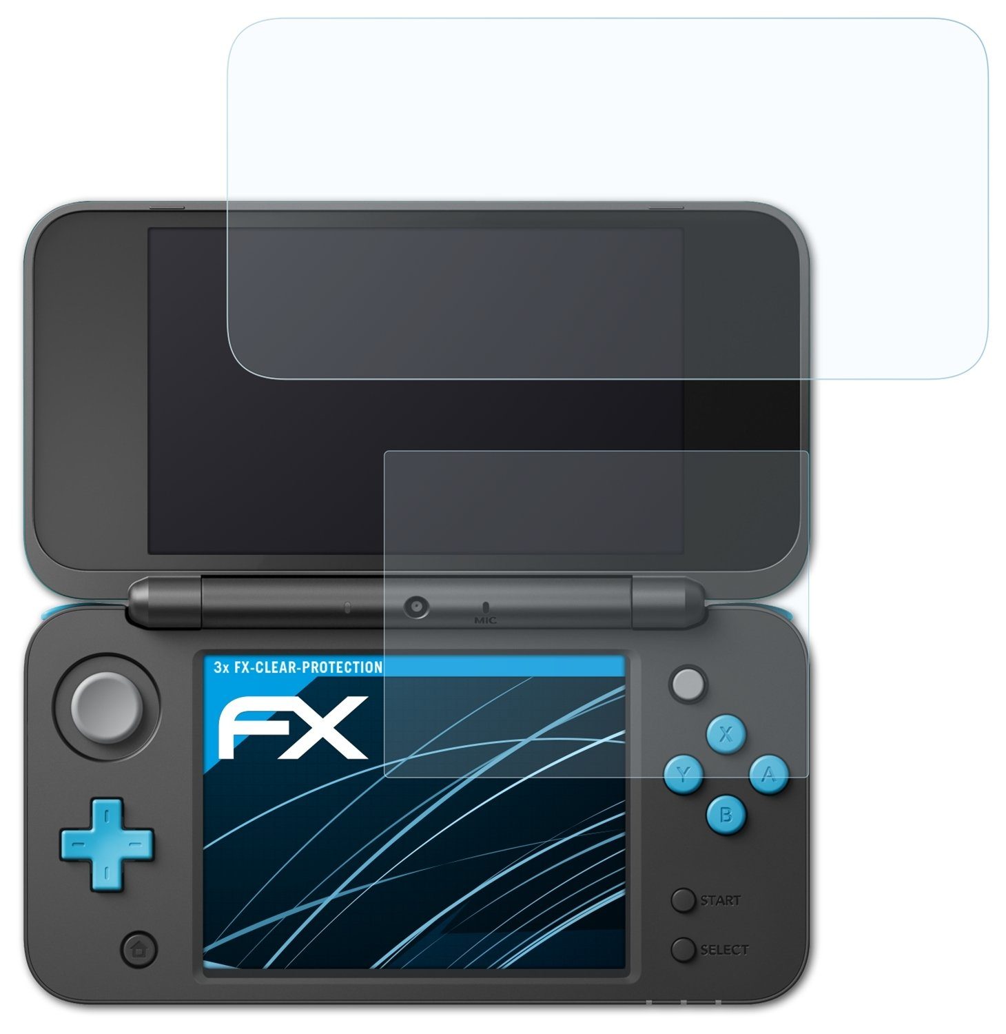 atFoliX Schutzfolie Displayschutz für Nintendo New 2DS XL, (3er Set),  Ultraklar und hartbeschichtet