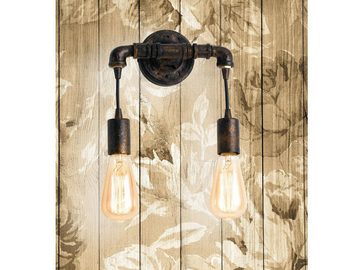 LUCE Design LED Wandleuchte, LED wechselbar, warmweiß, innen, ausgefallene Industrial Rohr Lampe Treppenhaus, Rost B: 27,5cm