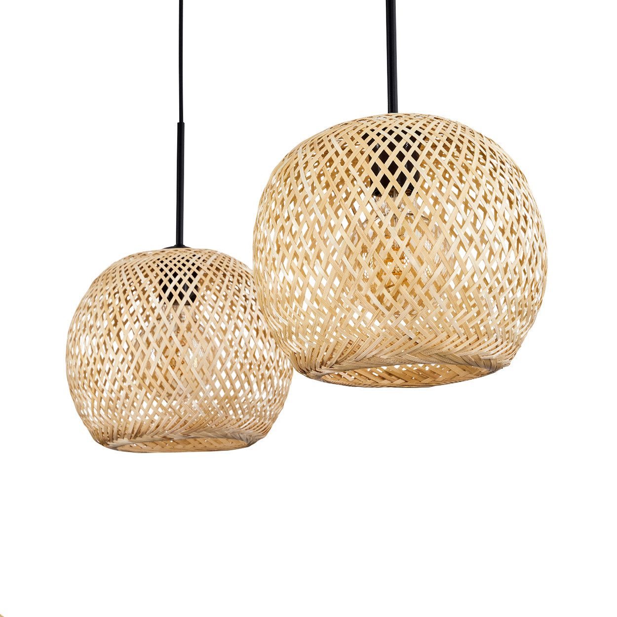 hofstein Hängeleuchte »Decollatura« Hängelampe aus Metall/Bambus in Schwarz/Natur