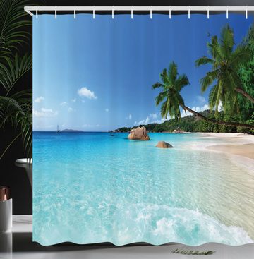 Abakuhaus Duschvorhang Moderner Digitaldruck mit 12 Haken auf Stoff Wasser Resistent Breite 175 cm, Höhe 180 cm, Reise Anse Lazio Beach Surf