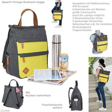 Spear Bags Cityrucksack Rucksack Damen Damenrucksack klein Hygge A4 Büro Freizeit, Geheimfach Handtasche Daypack + Schlüsseletui