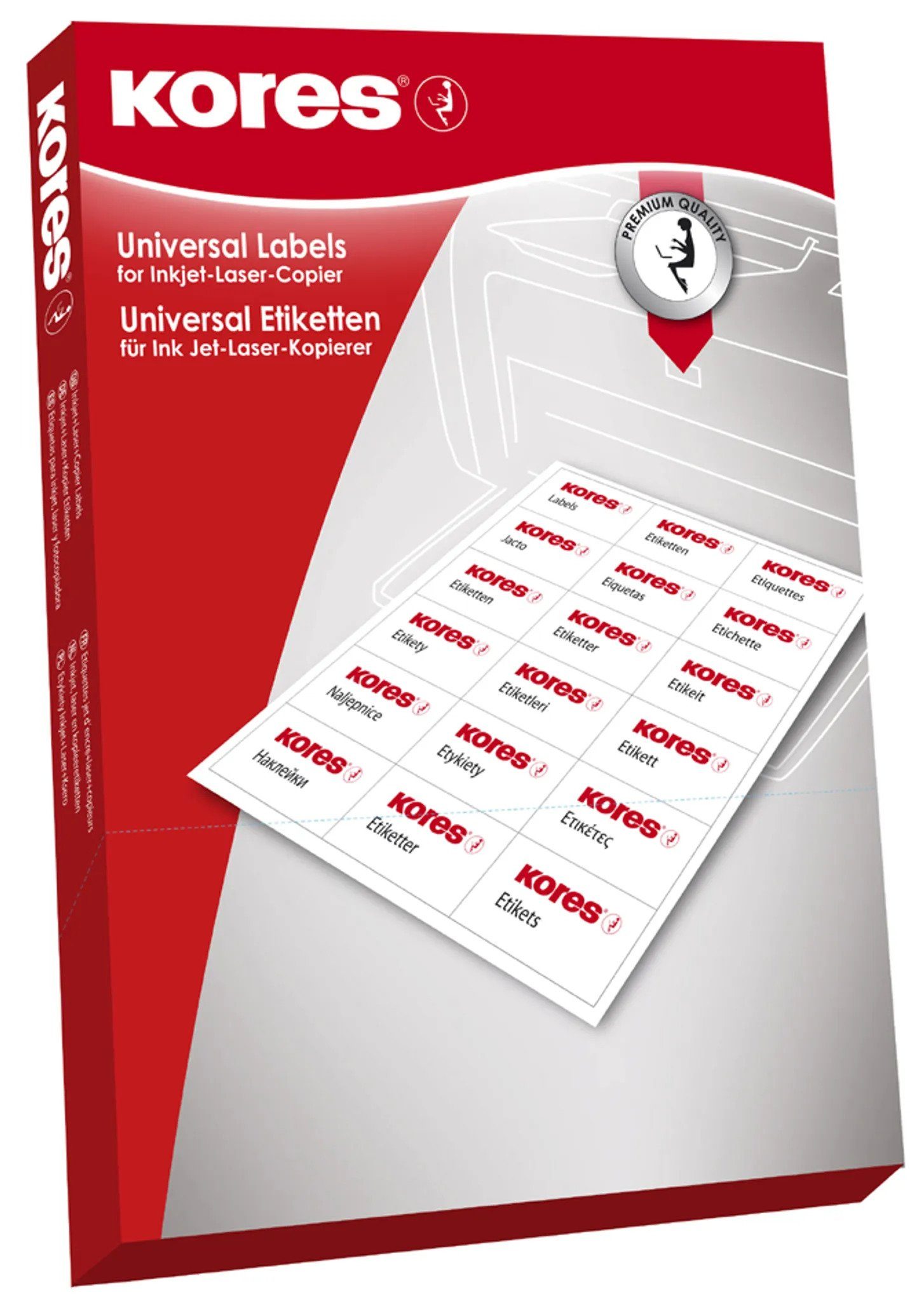 KORES Etiketten Kores Universal-Etiketten, 70 x 37 mm, weiß, 100 Blatt