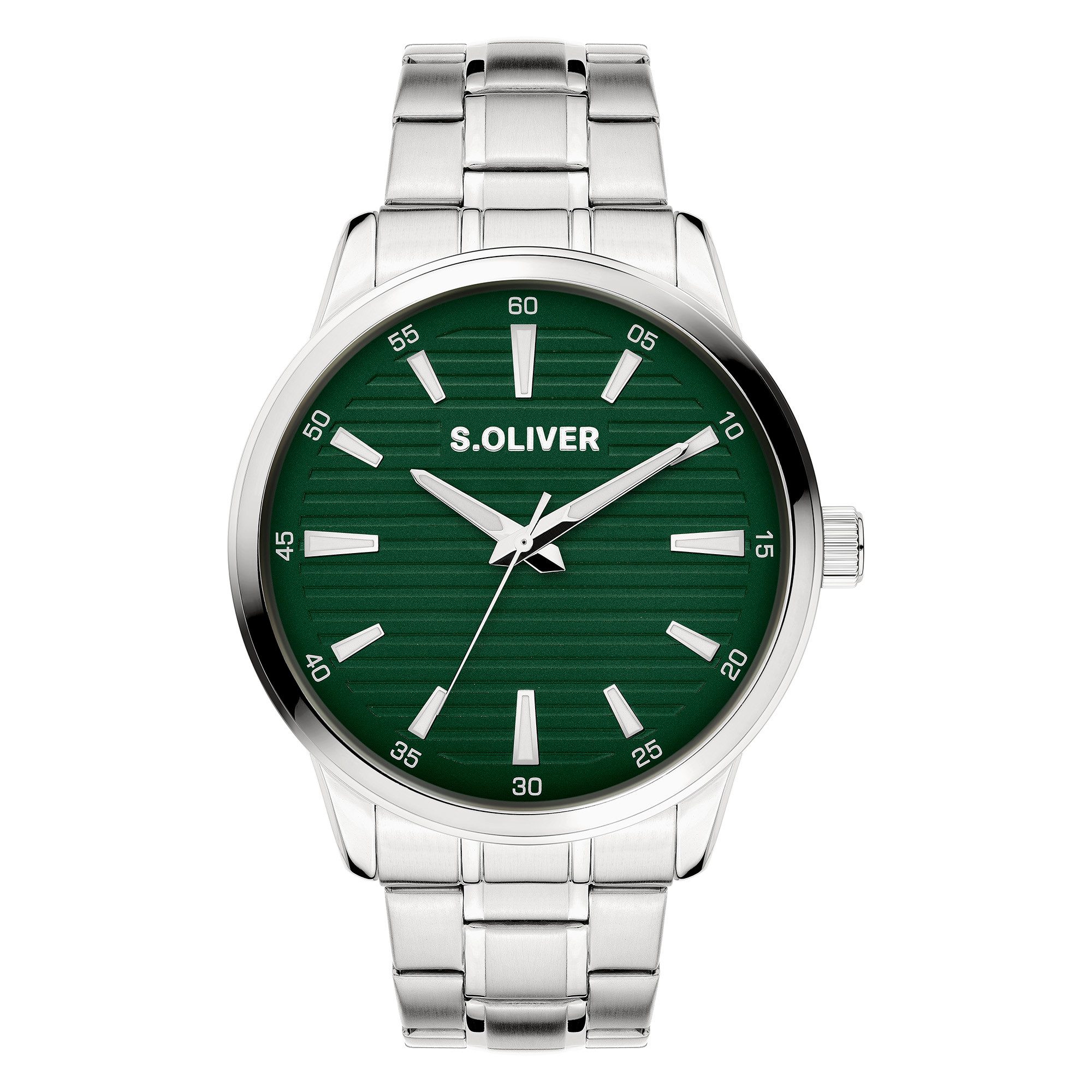 s.Oliver Quarzuhr Core Round SO-4414-MQ, Armbanduhr, Herrenuhr, Edelstahlarmband, analog