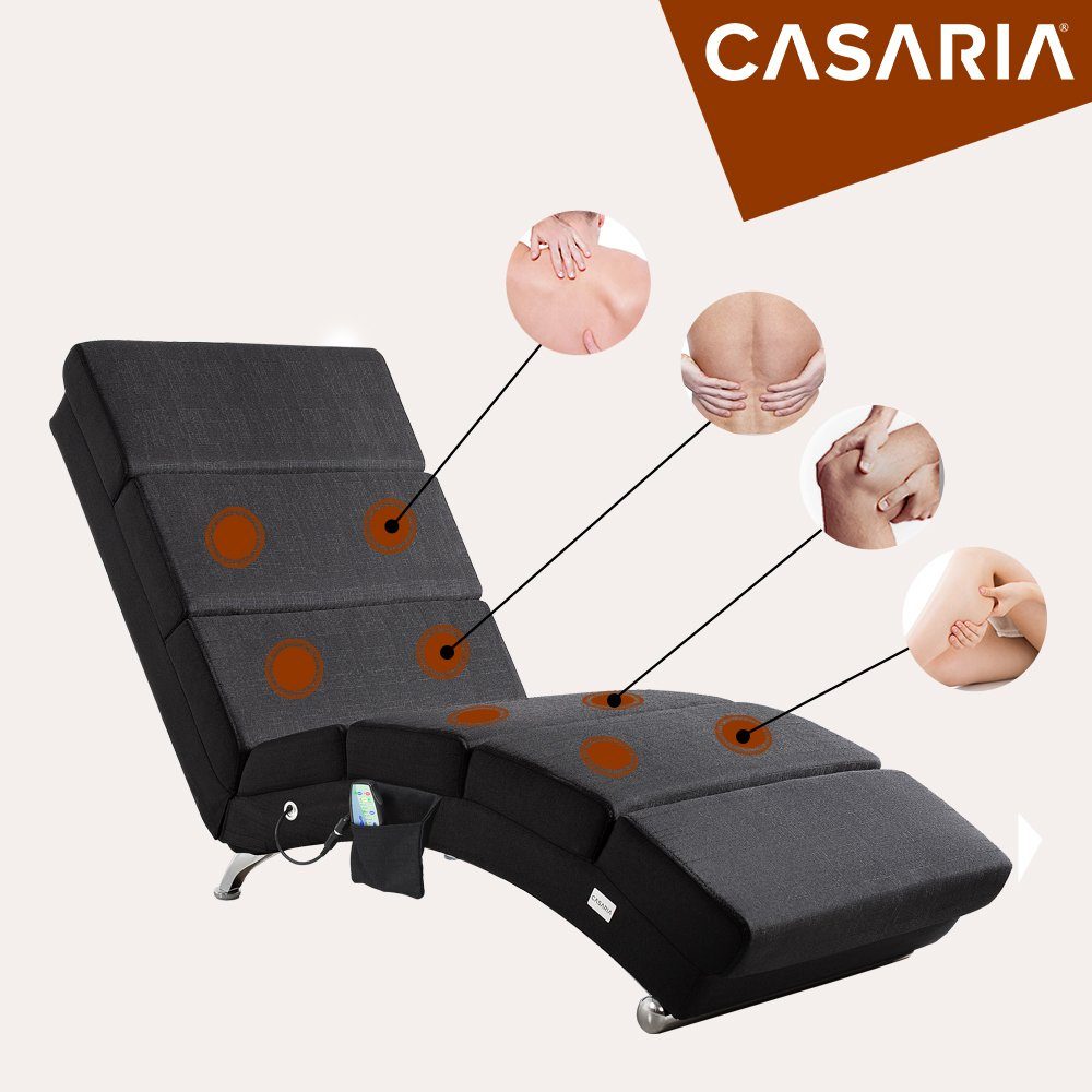 Casaria Relaxliege London Massage, 1 Teile, Massage Heizfunktion 186x89x55cm Stoff Gepolstert 180kg Belastbarkeit – Bild 4 von 5