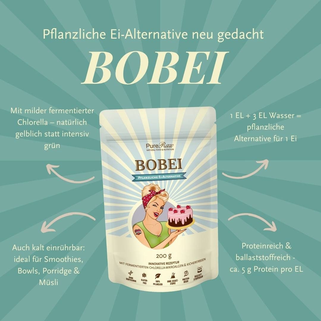 PureRaw Backzutat BOBEI, 1 x 200 g, Ei-Alternative, Ei-Ersatz