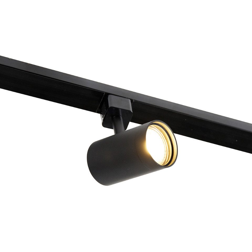 Qazqa Schienensystem-Sets Jeana, ohne Leuchtmittel, GU10, Schwarz, Modern, Stahl, Deckenstrahler 4-flammig