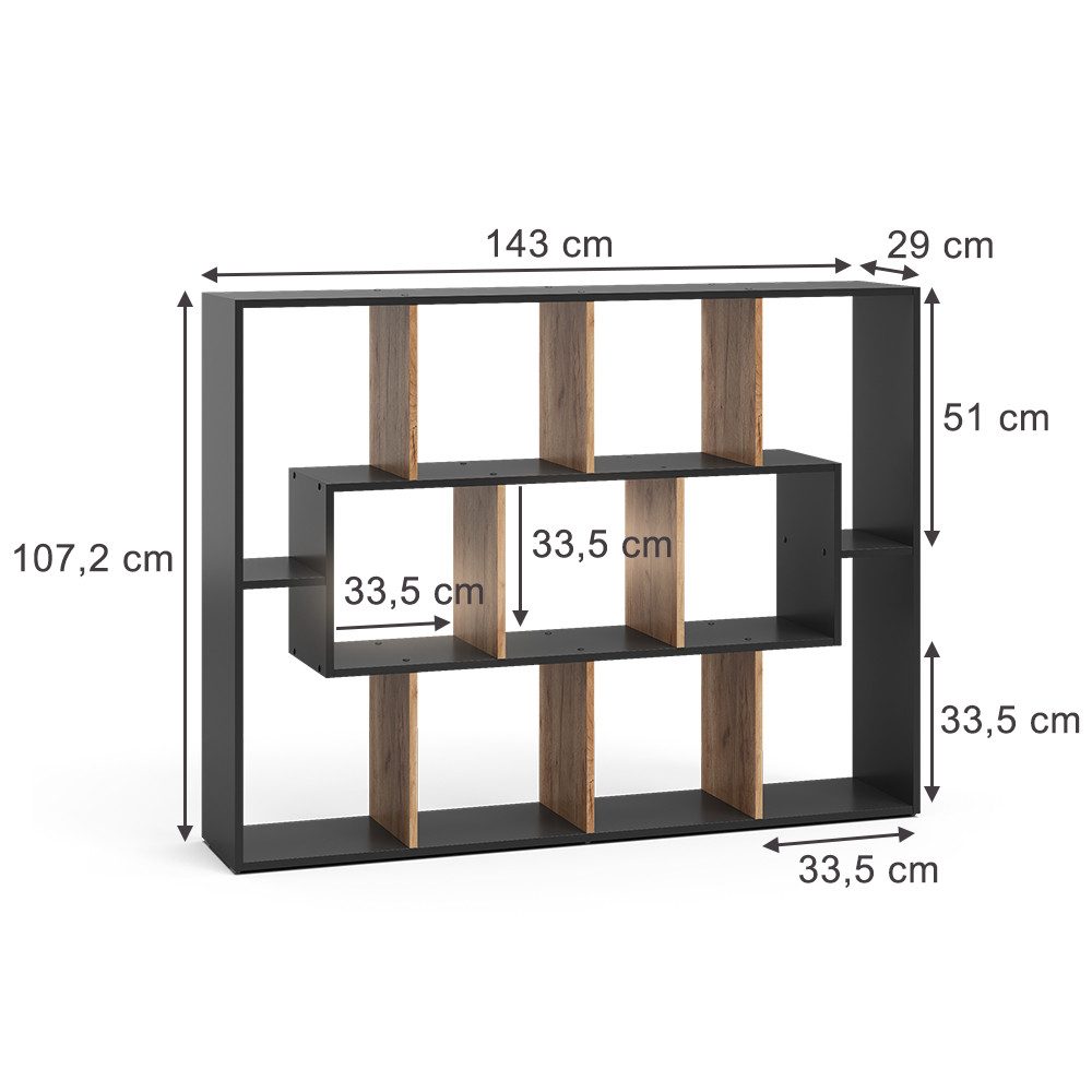 Vicco Raumteiler, Anthrazit/Goldkraft Eiche, 107.2 x 143 cm günstig online kaufen