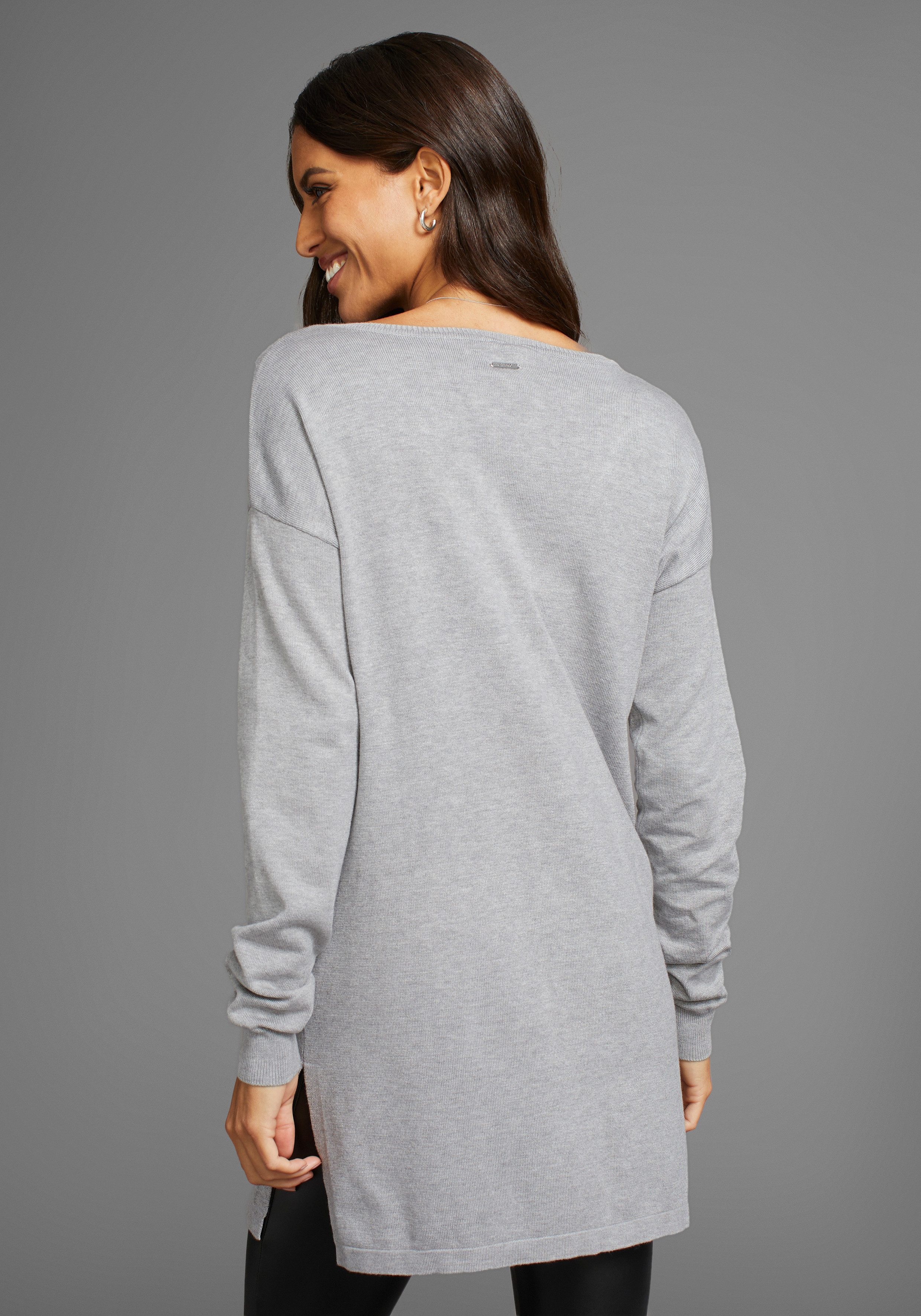 Laura Scott Strickpullover mit spitzenbesetztem V-Ausschnitt günstig online kaufen