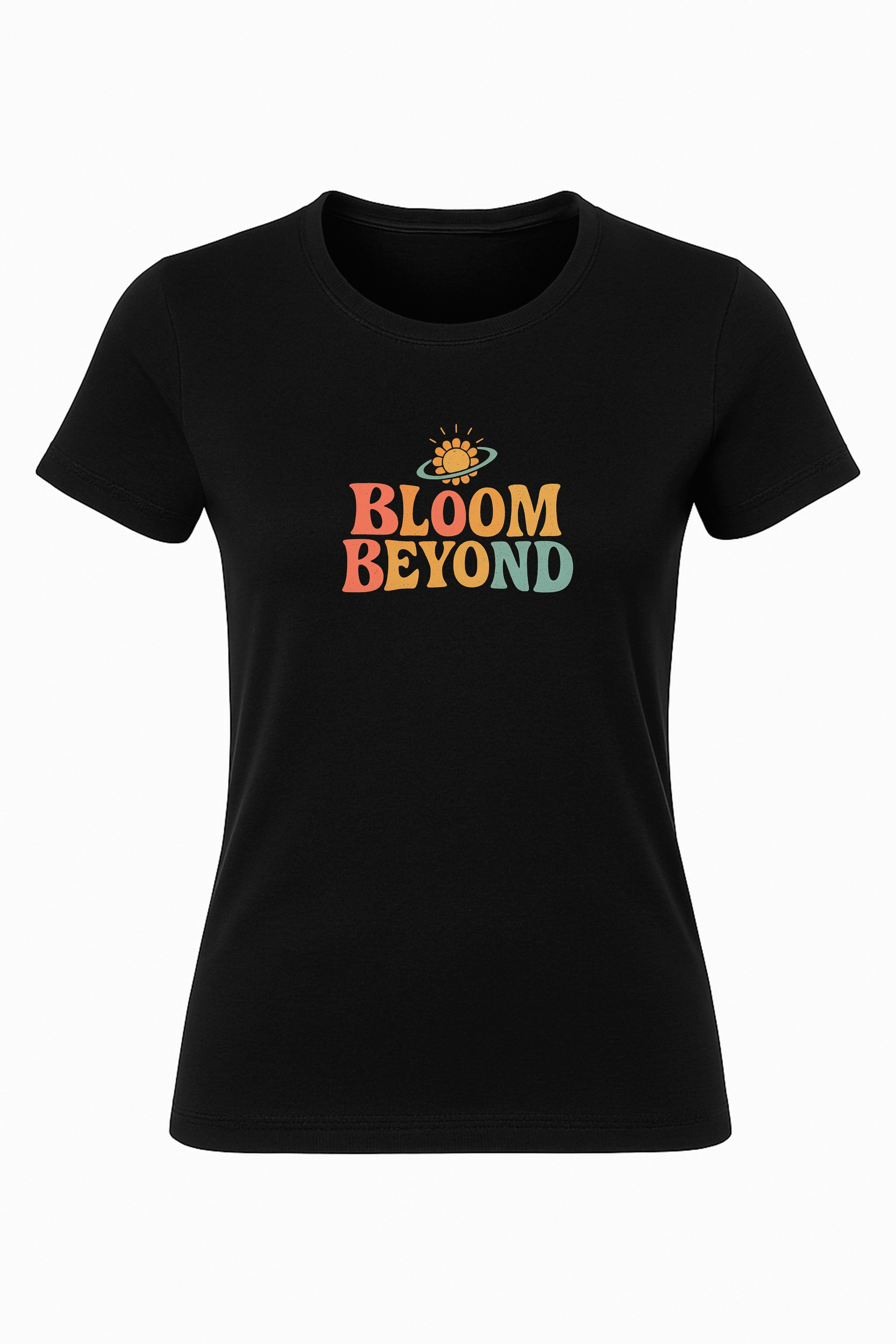 Banco T-Shirt Damen Rundhals T-Shirt „BLOOM BEYOND“ – 100% Baumwolle, Medium Fit Inspirierender Print „BLOOM BEYOND“ auf weichem Baumwollstoff